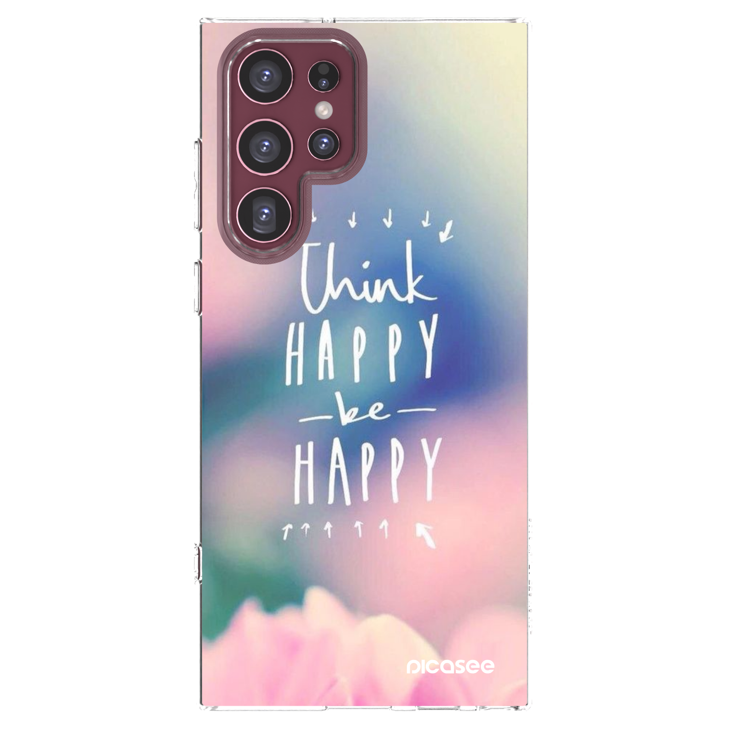Picasee silikonska prozirna maskica za Samsung Galaxy S22 Ultra 5G - Think happy be happy