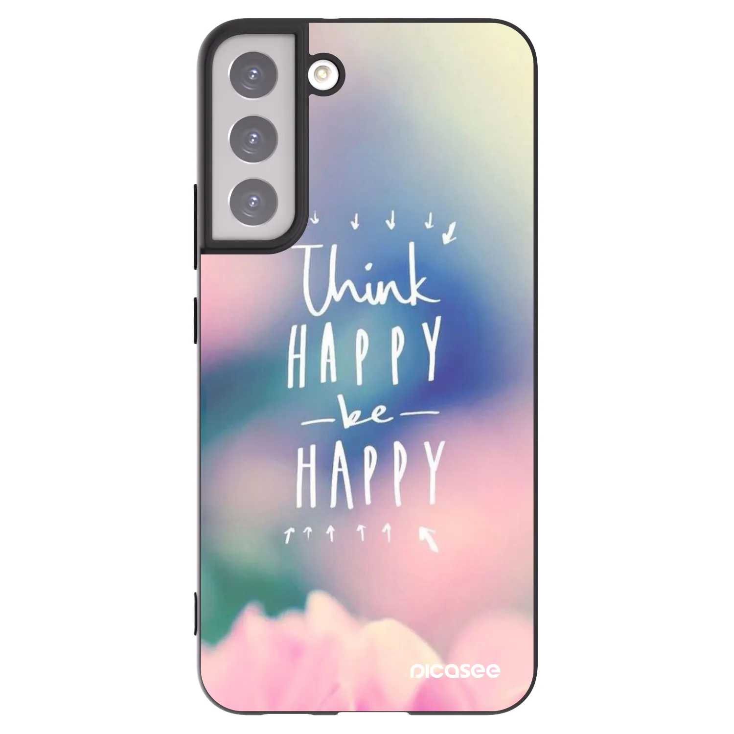 Picasee crna silikonska maskica za Samsung Galaxy S22+ 5G - Think happy be happy