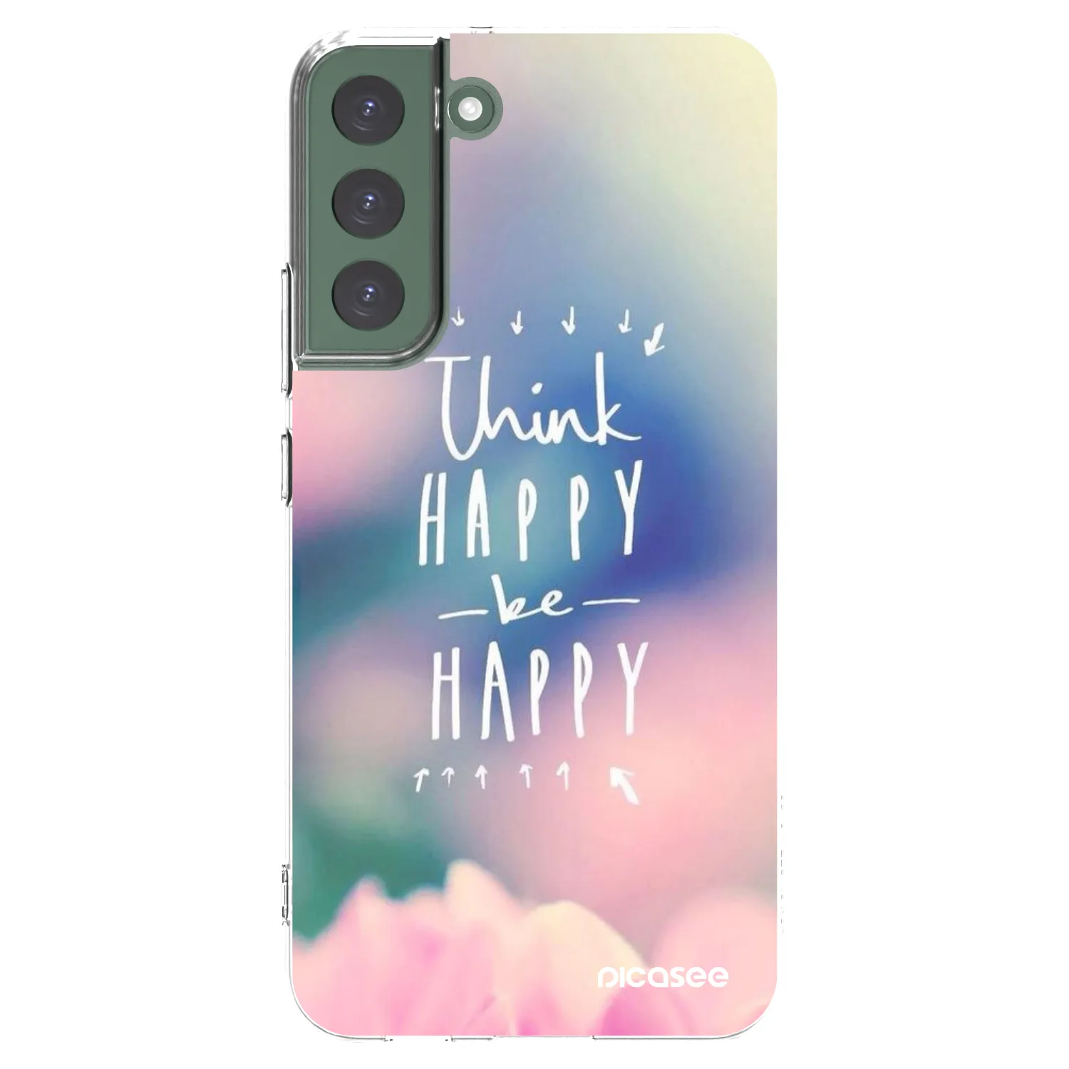 Picasee silikonska prozirna maskica za Samsung Galaxy S22+ 5G - Think happy be happy