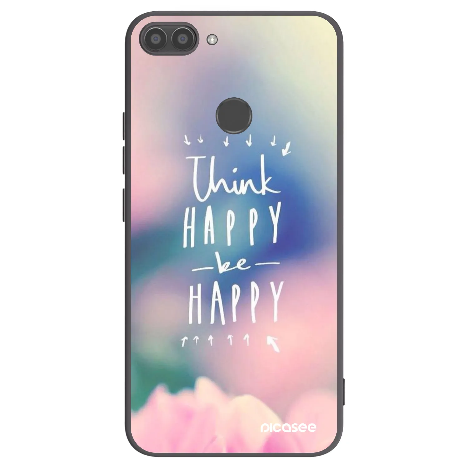 Picasee crna silikonska maskica za Huawei P Smart - Think happy be happy