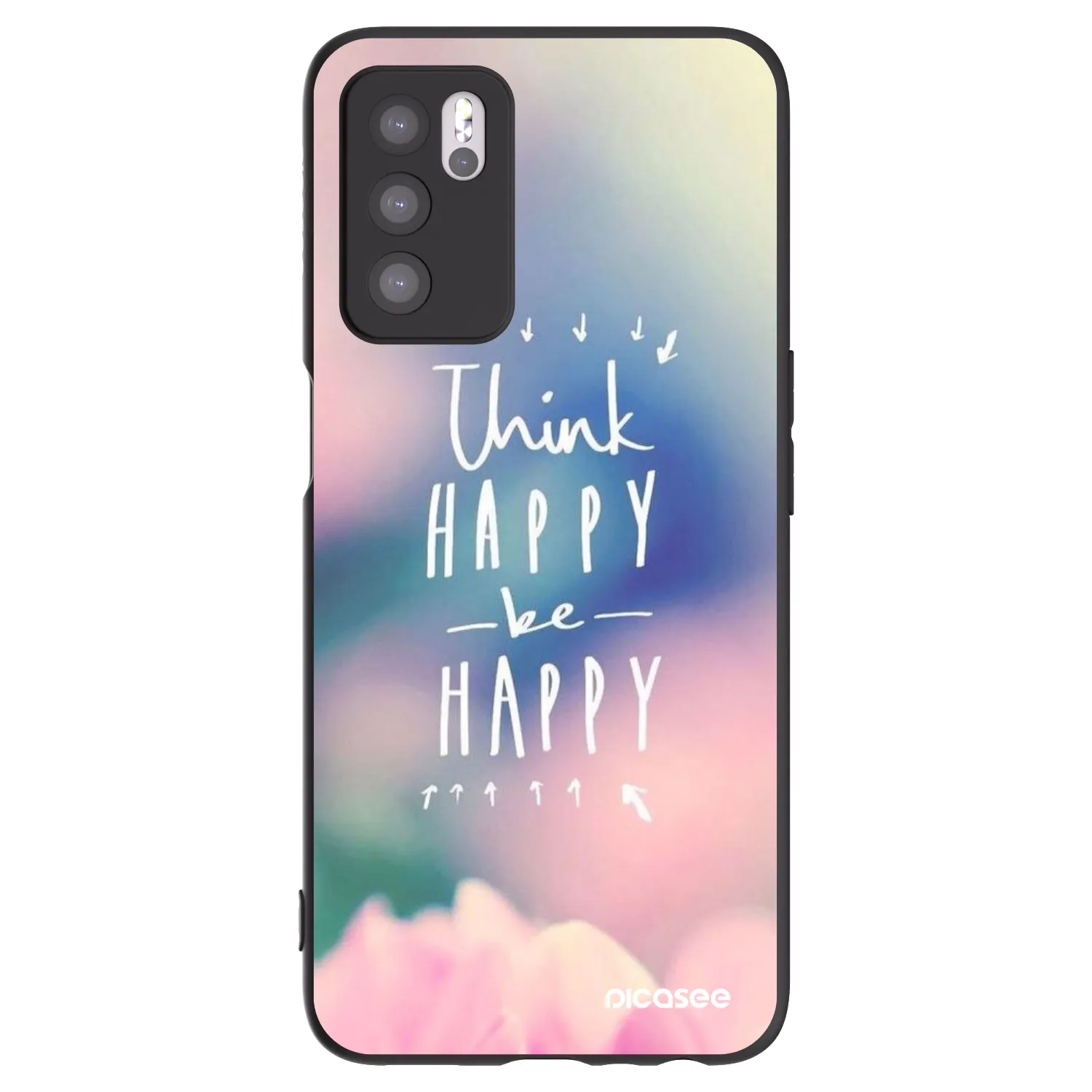 Picasee crna silikonska maskica za OPPO A16s - Think happy be happy