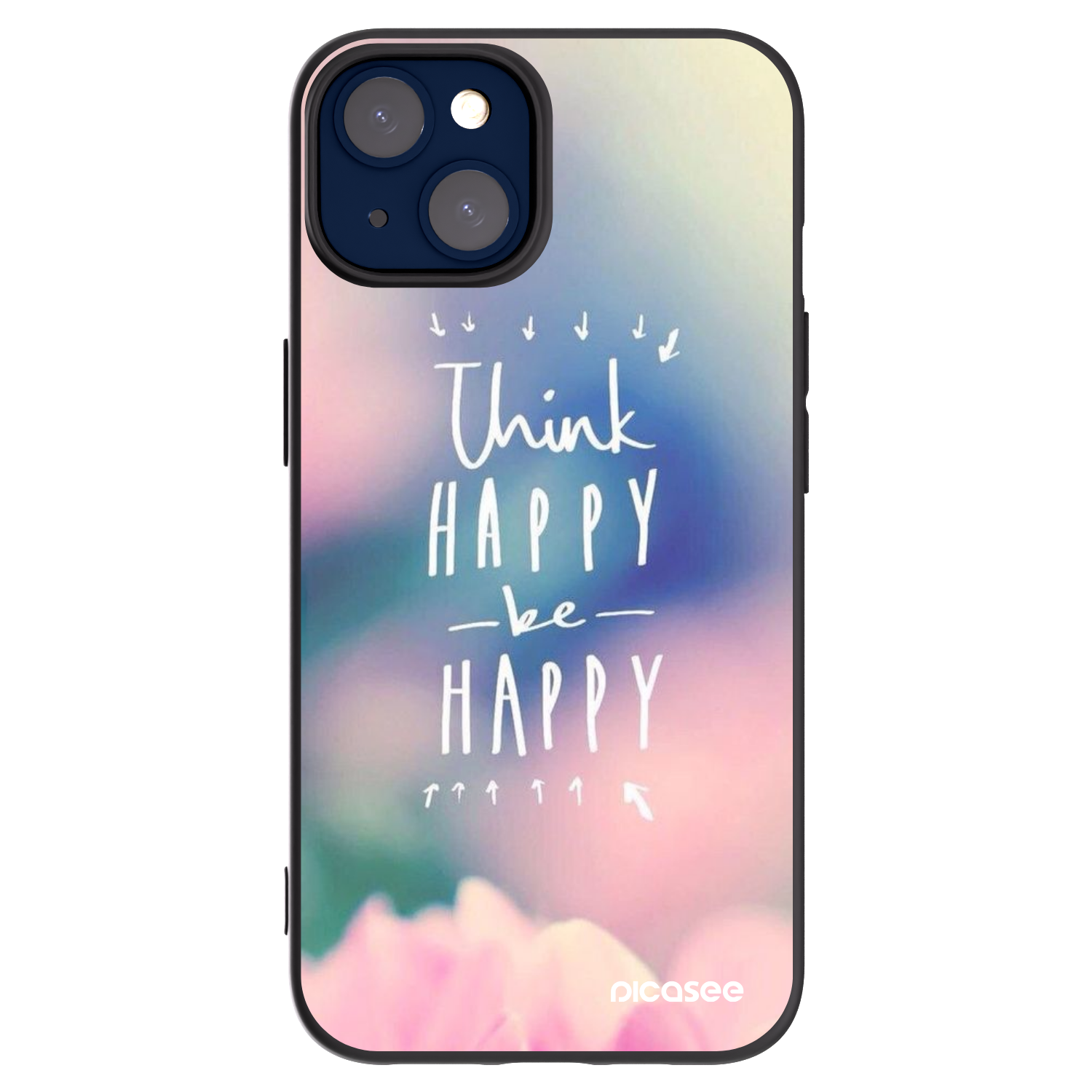 Picasee crna silikonska maskica za Apple iPhone 14 - Think happy be happy