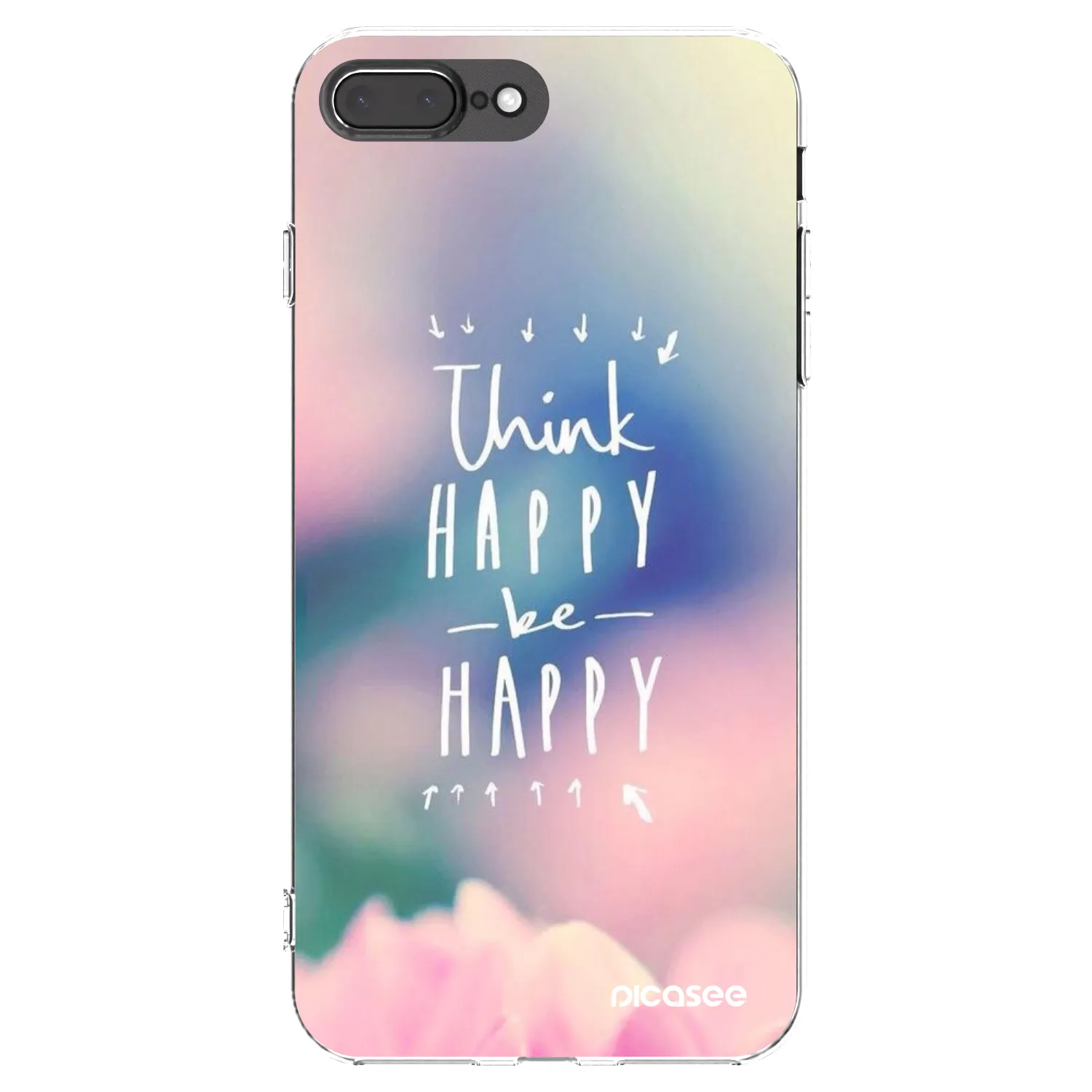 Picasee silikonska prozirna maskica za Apple iPhone 8 Plus - Think happy be happy