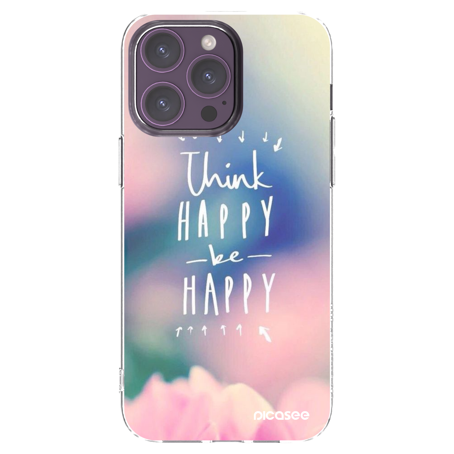 Picasee silikonska prozirna maskica za Apple iPhone 14 Pro Max - Think happy be happy
