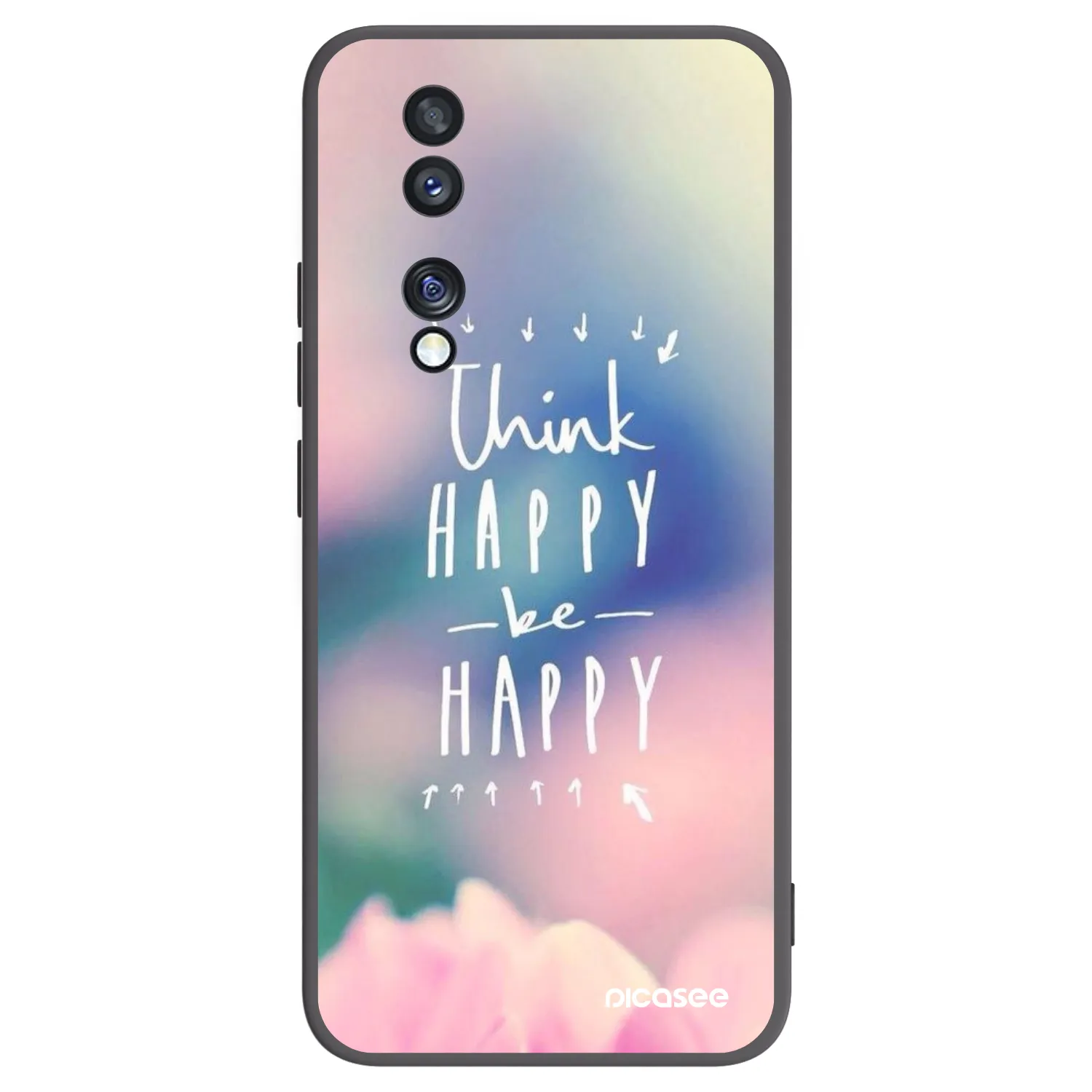 Picasee crna silikonska maskica za Honor 70 - Think happy be happy