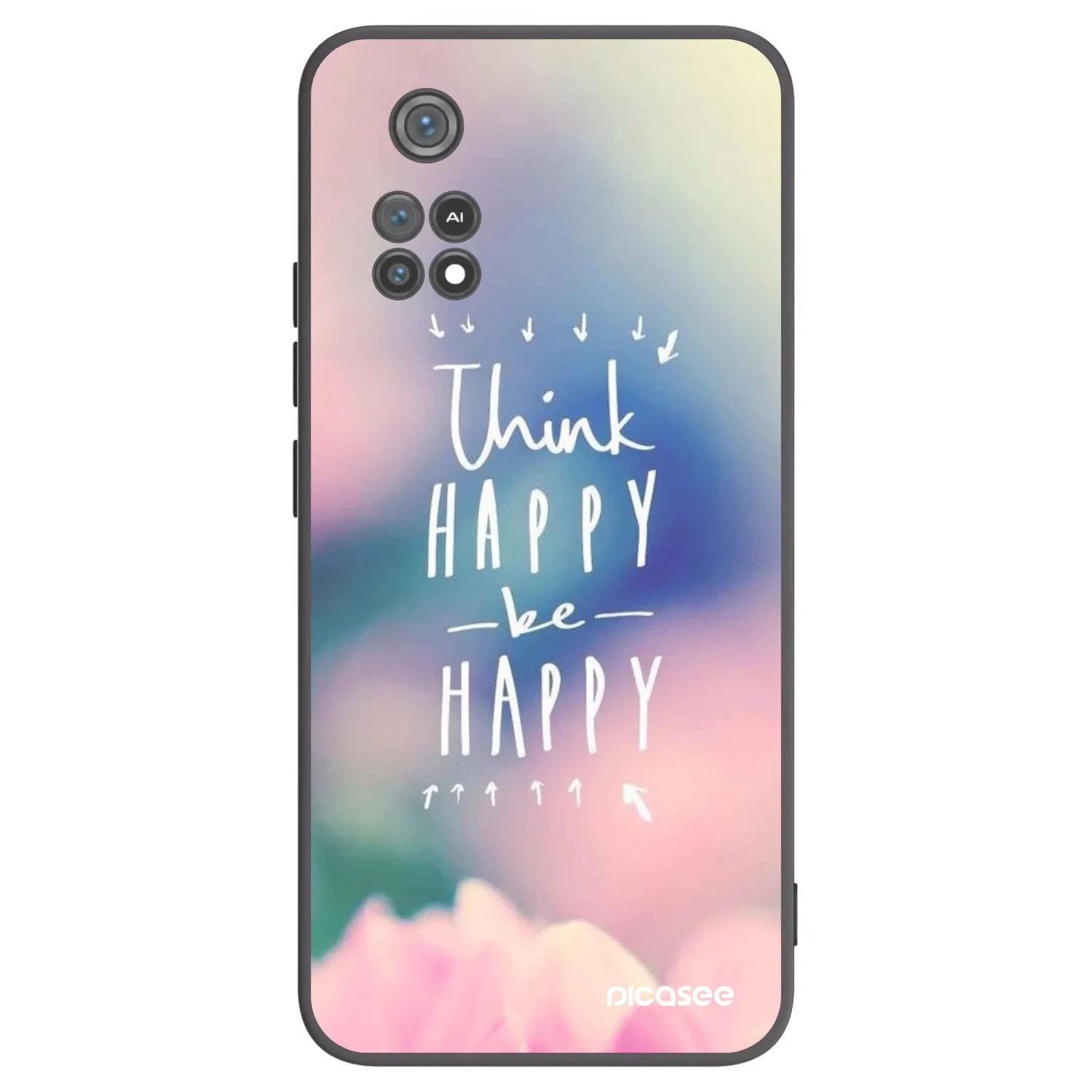 Picasee crna silikonska maskica za Xiaomi Poco M4 Pro - Think happy be happy