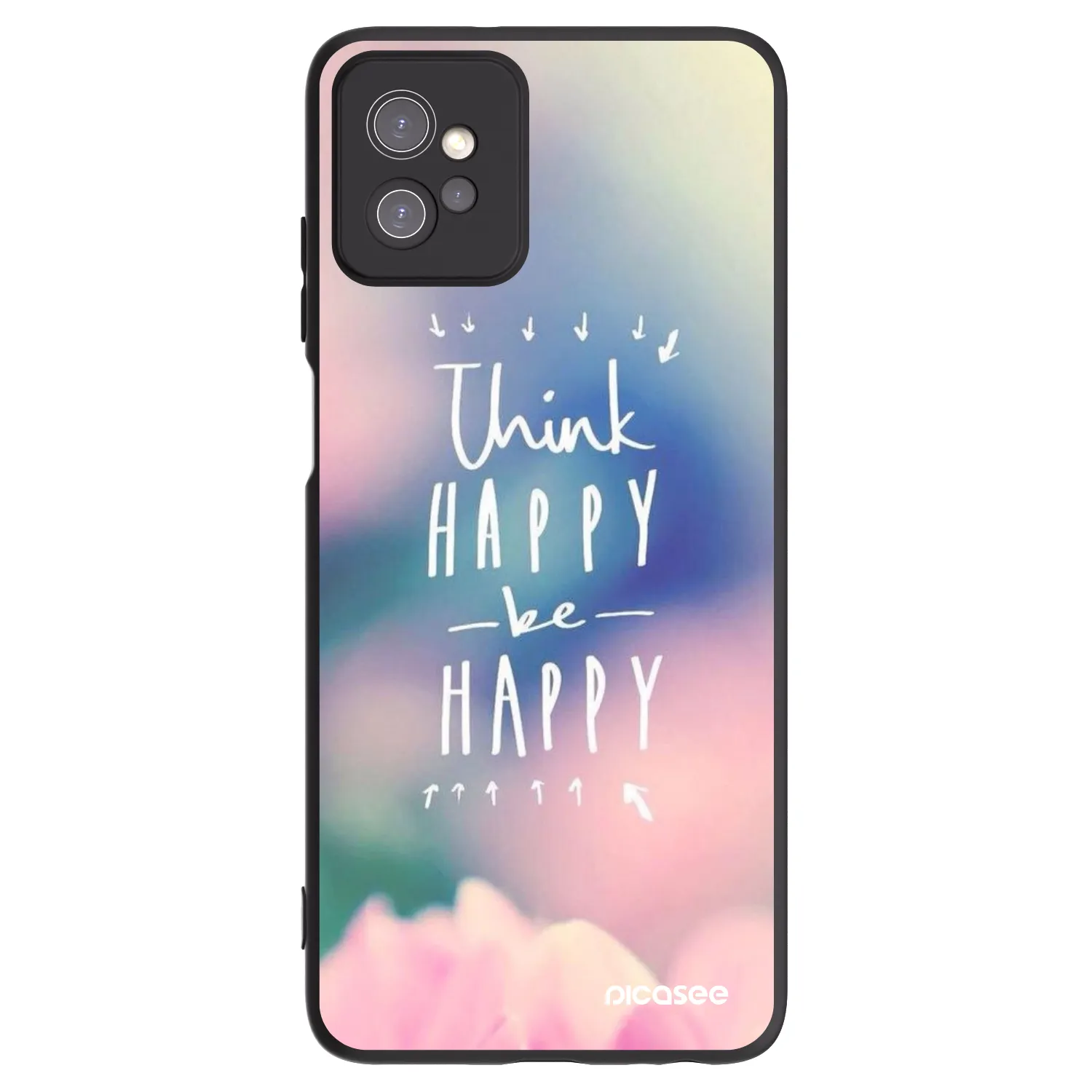 Picasee crna silikonska maskica za Motorola Moto G32 - Think happy be happy