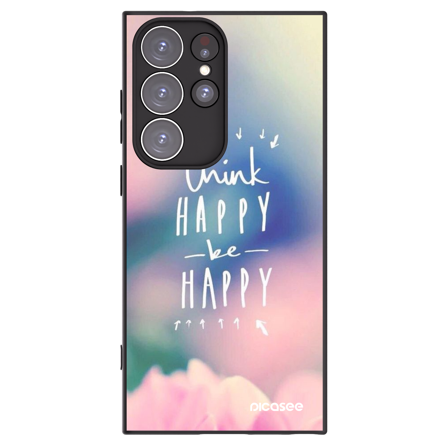 Picasee crna silikonska maskica za Samsung Galaxy S23 Ultra 5G - Think happy be happy