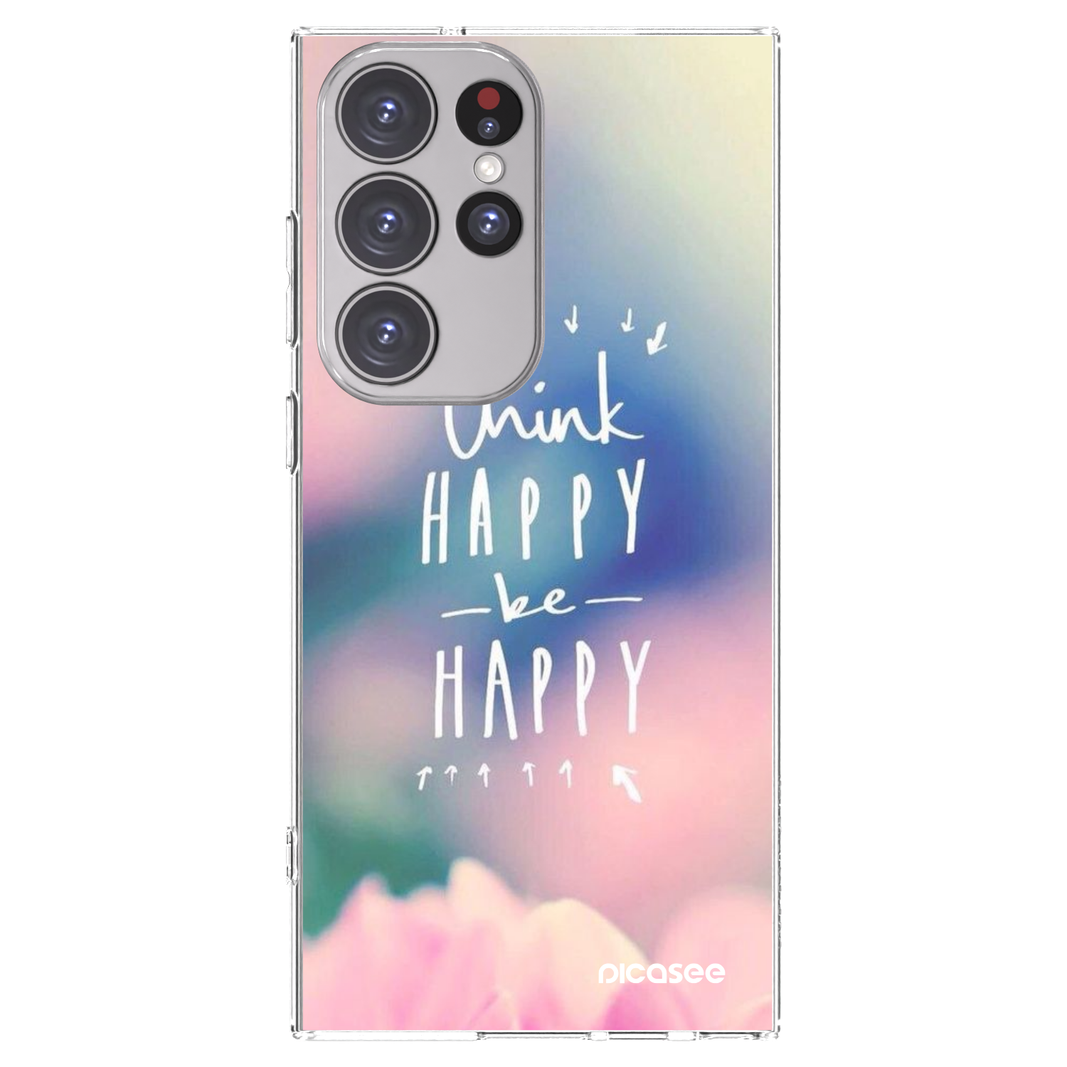 Picasee silikonska prozirna maskica za Samsung Galaxy S23 Ultra 5G - Think happy be happy