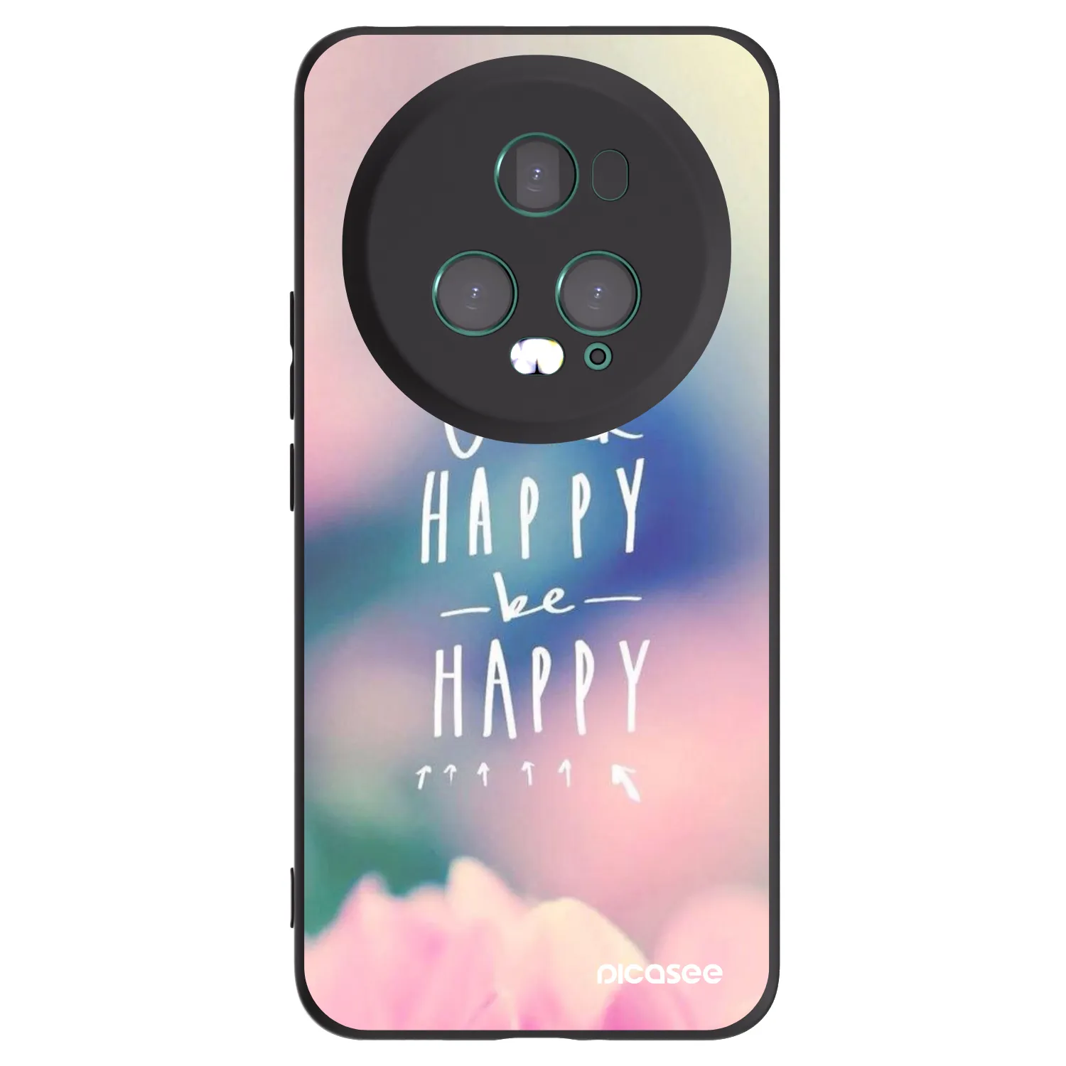 Picasee crna silikonska maskica za Honor Magic5 Pro - Think happy be happy