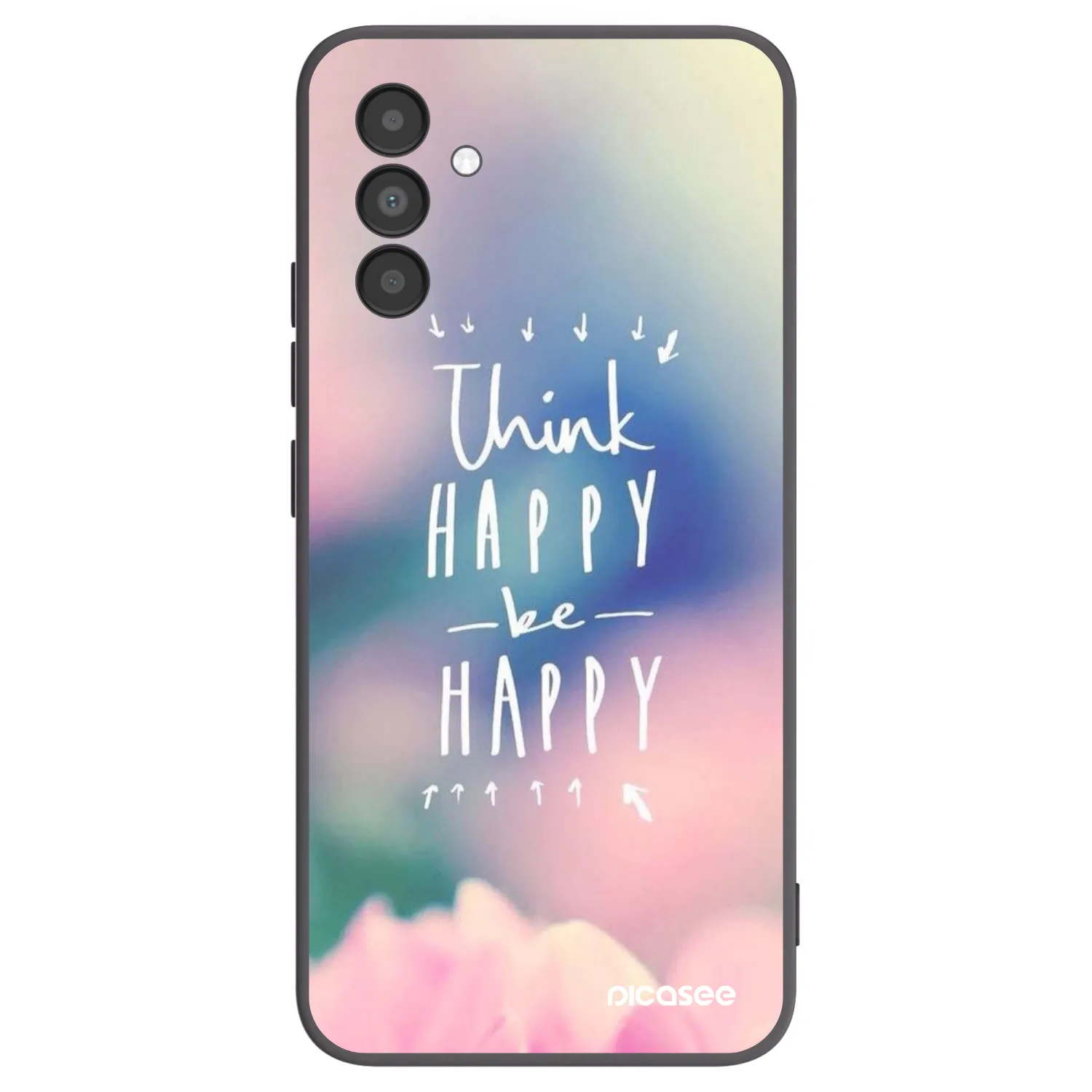 Picasee crna silikonska maskica za Samsung Galaxy A04s A047F - Think happy be happy