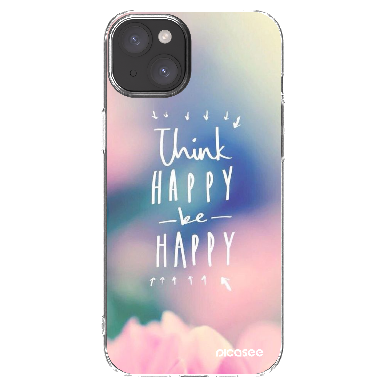 Picasee silikonska prozirna maskica za Apple iPhone 15 Plus - Think happy be happy