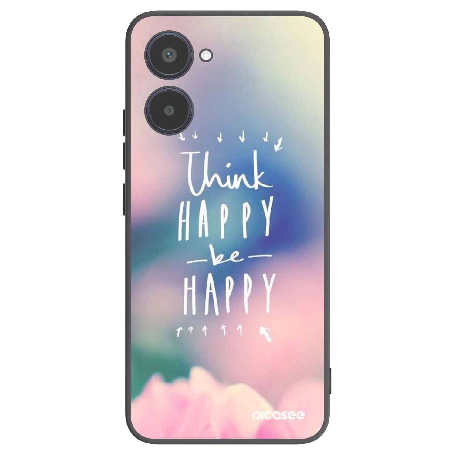 Picasee crna silikonska maskica za Realme 10 4G - Think happy be happy