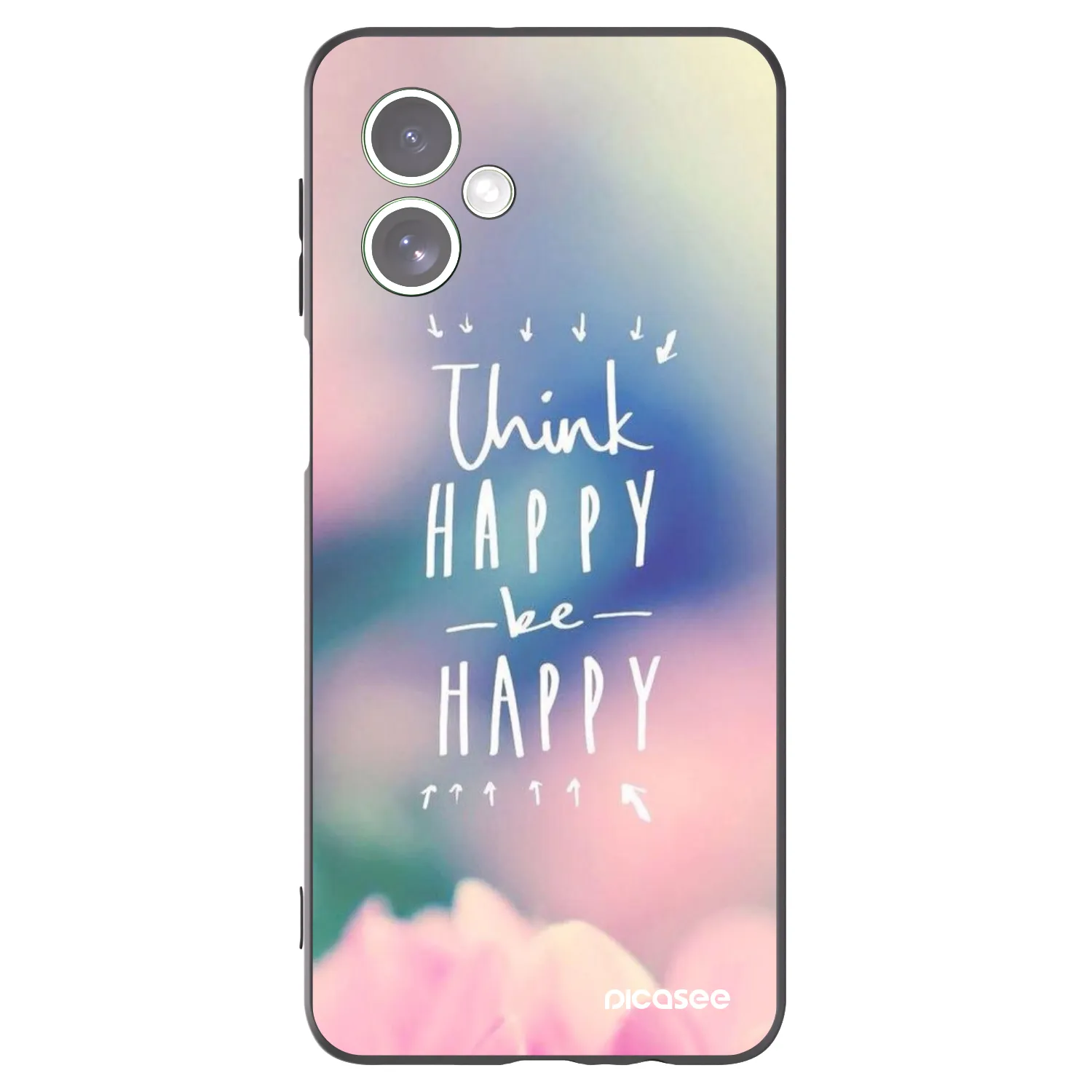 Picasee crna silikonska maskica za Motorola Moto G54 5G - Think happy be happy