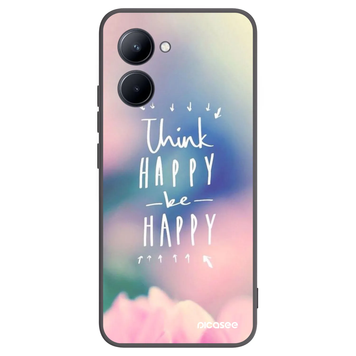 Picasee crna silikonska maskica za Realme C33 (2023) - Think happy be happy