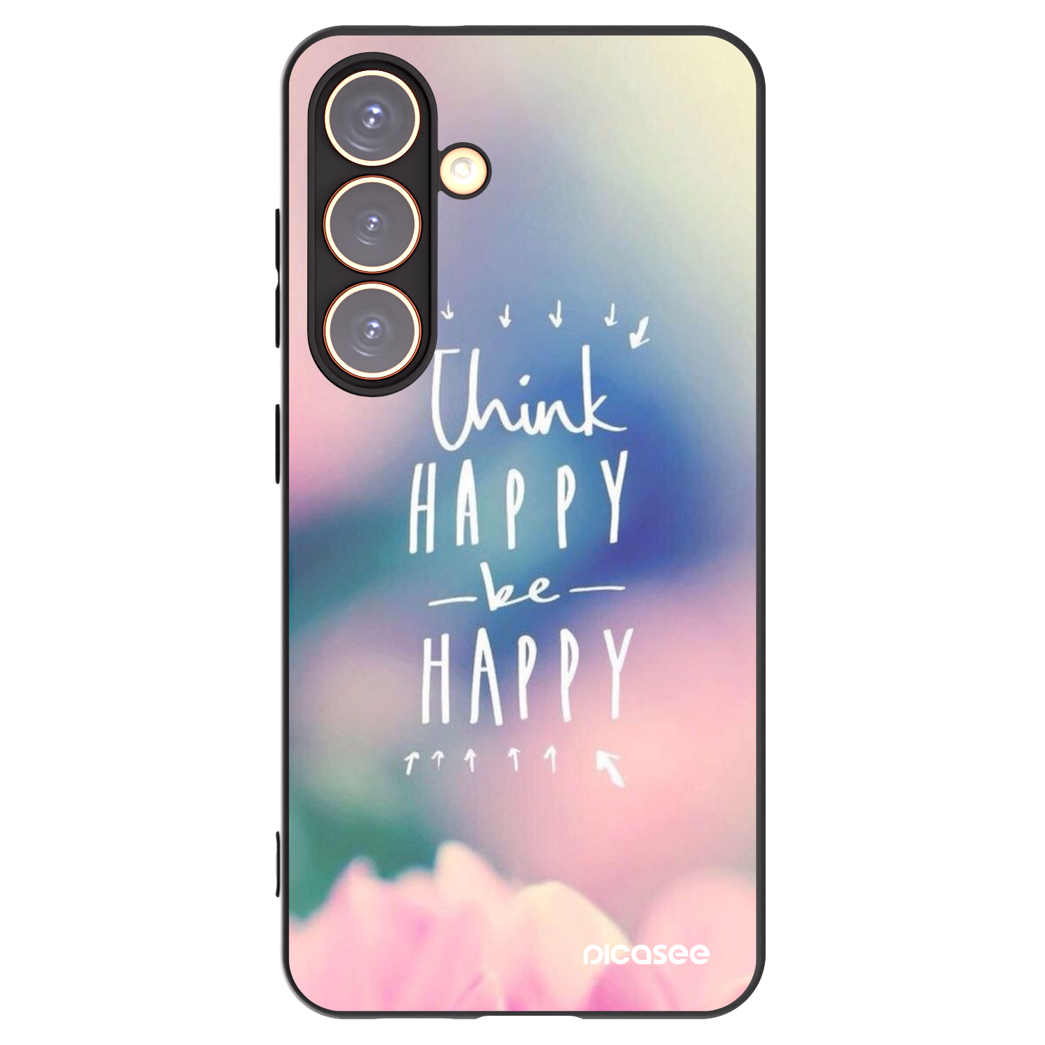 Picasee crna silikonska maskica za Samsung Galaxy S24 S921B 5G - Think happy be happy