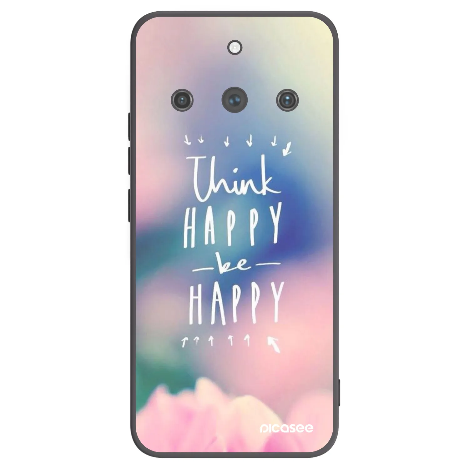 Picasee crna silikonska maskica za Realme 11 Pro+ - Think happy be happy