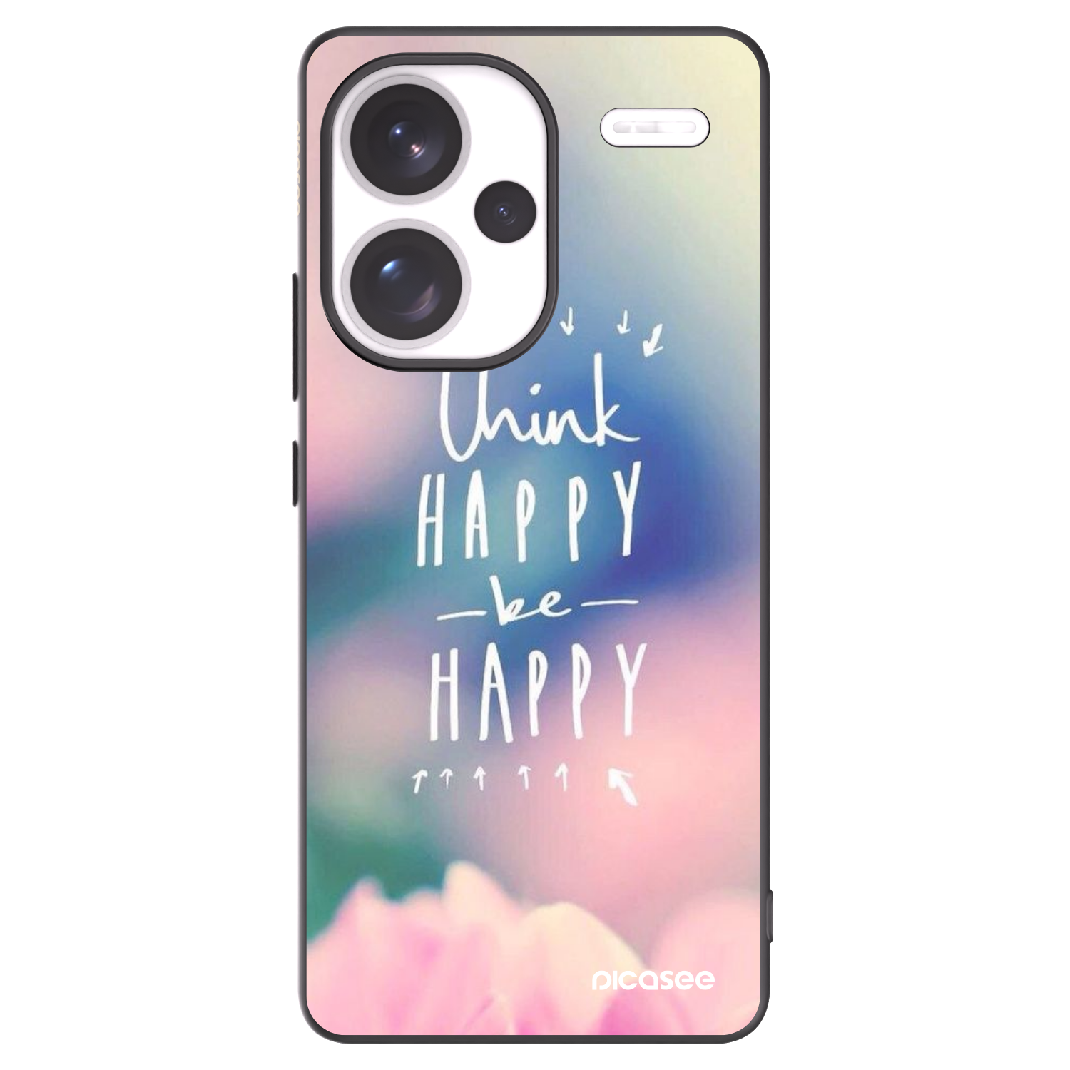 Picasee crna silikonska maskica za Xiaomi Redmi Note 13 Pro+ 5G - Think happy be happy