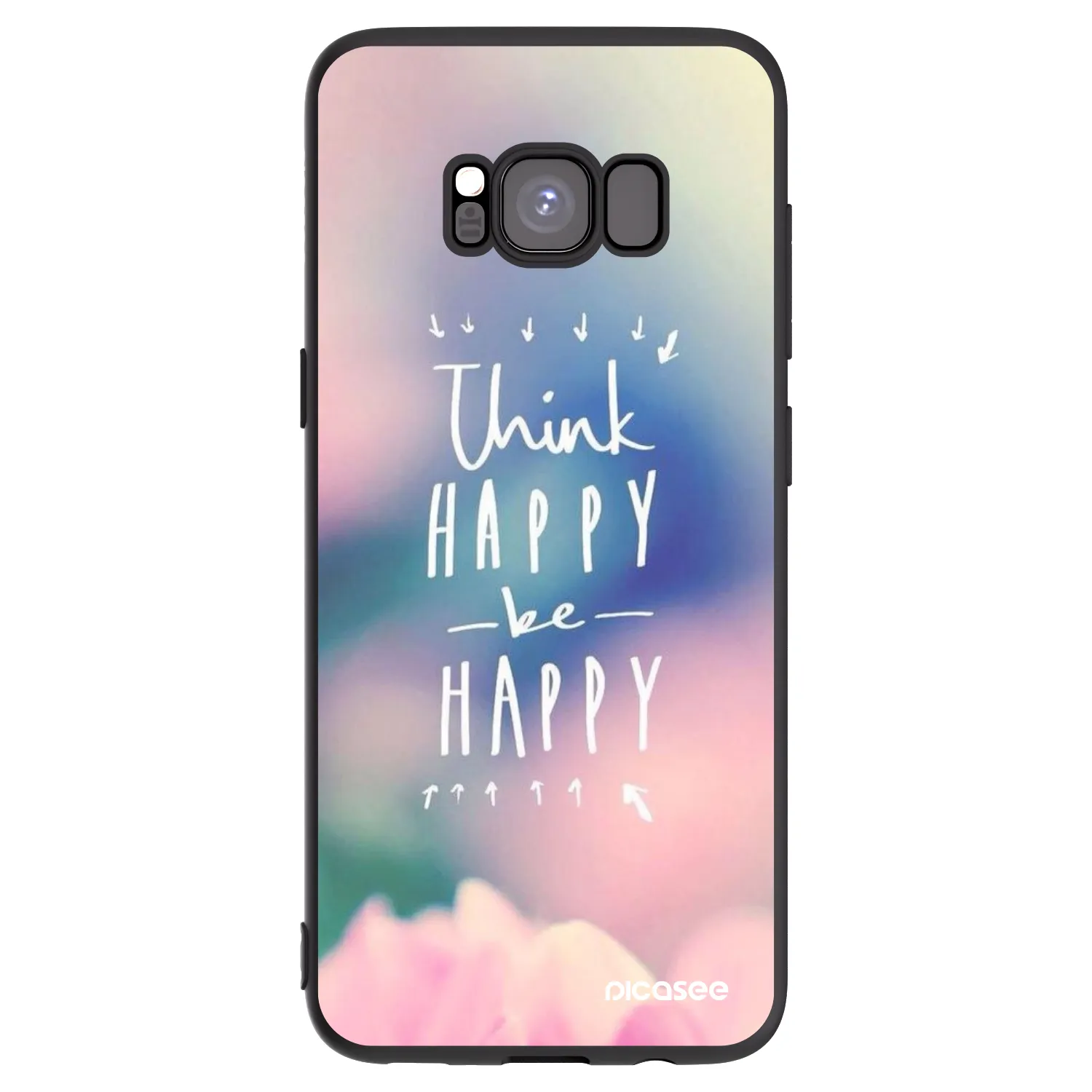 Picasee crna silikonska maskica za Samsung Galaxy S8 G950F - Think happy be happy