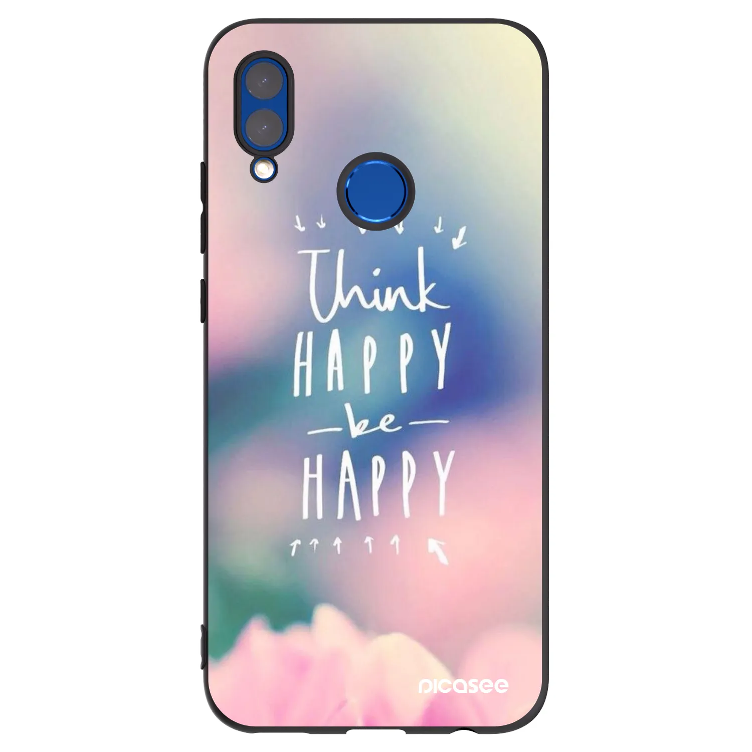 Picasee crna silikonska maskica za Honor 10 Lite - Think happy be happy