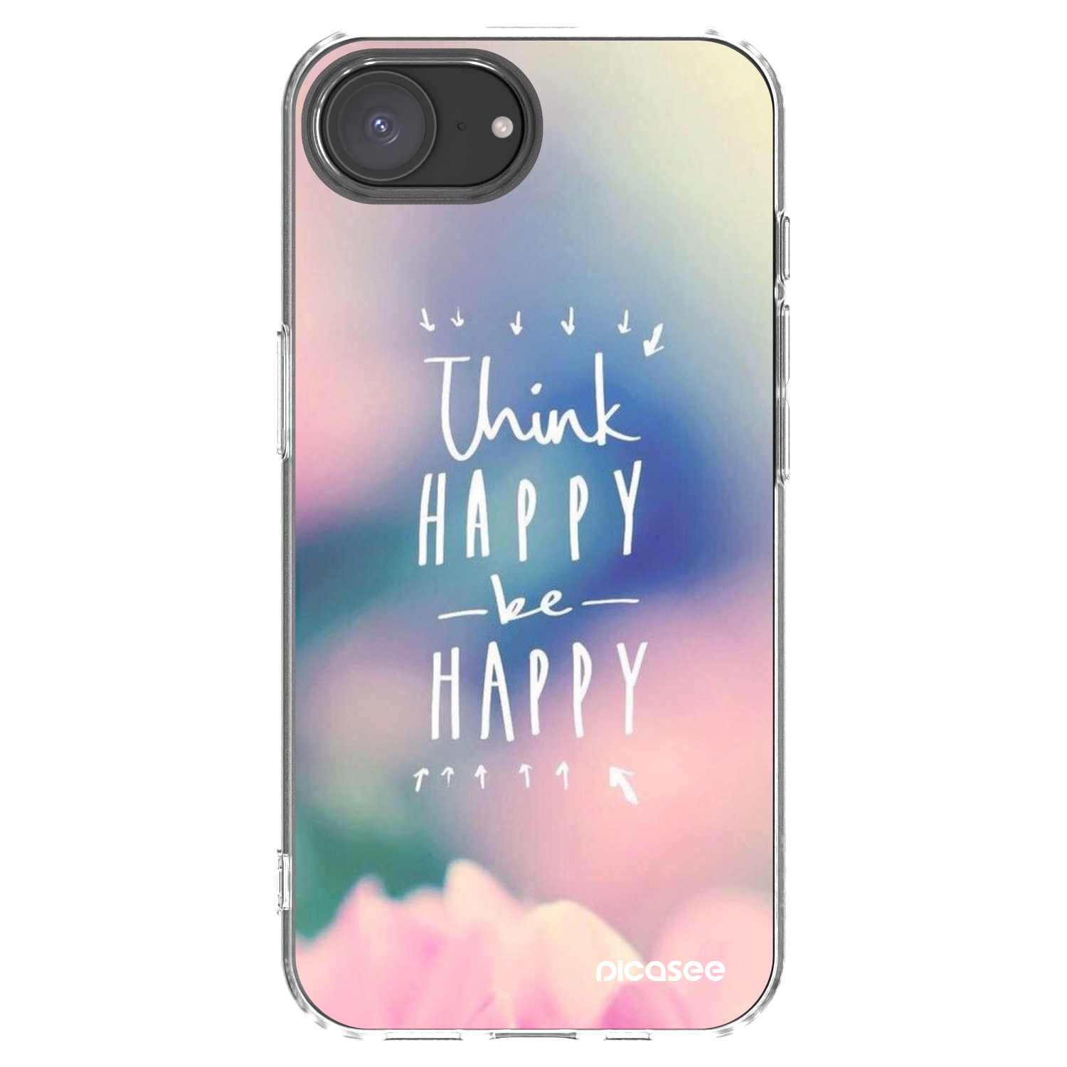 Picasee silikonska prozirna maskica za Apple iPhone 16e - Think happy be happy