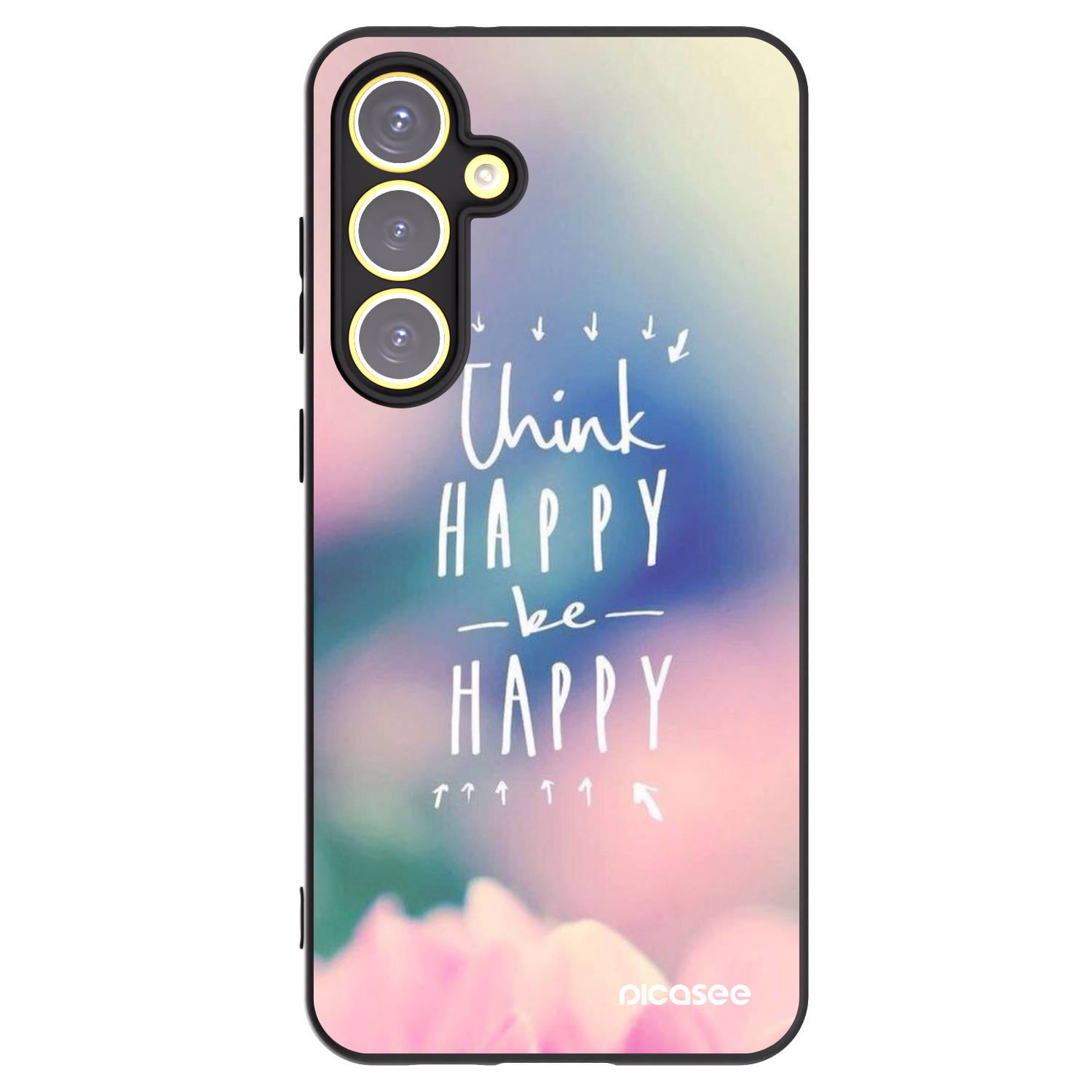 Picasee crna silikonska maskica za Samsung Galaxy S24 FE S721B - Think happy be happy