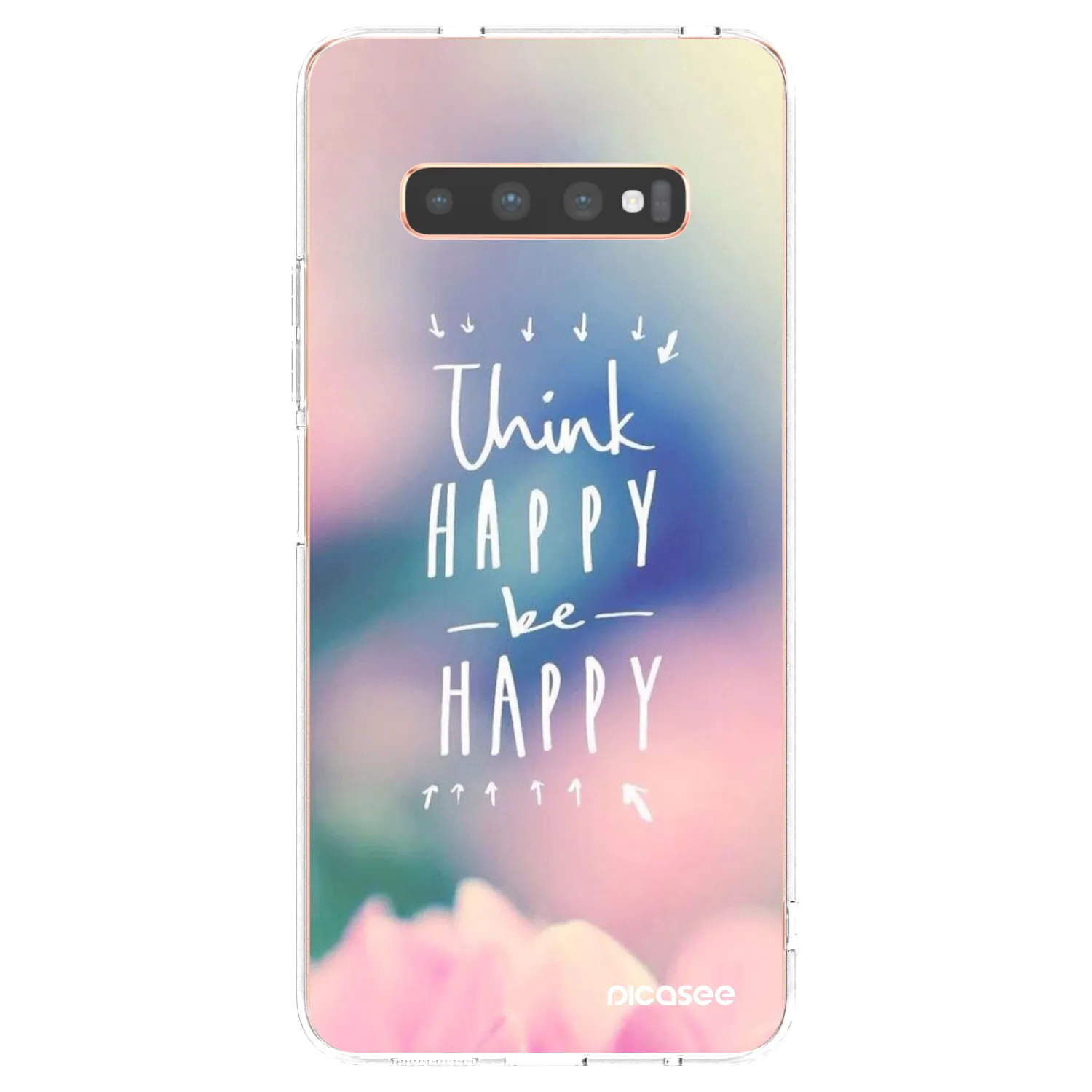 Picasee silikonska prozirna maskica za Samsung Galaxy S10 Plus G975 - Think happy be happy