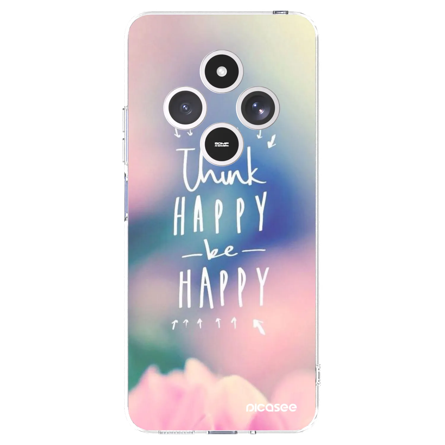Picasee silikonska prozirna maskica za Xiaomi Redmi 14C - Think happy be happy