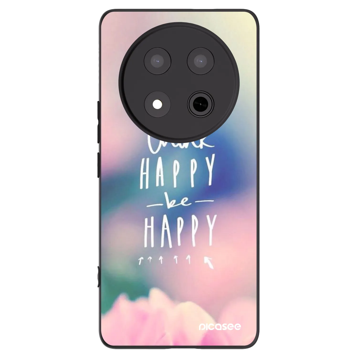 Picasee crna silikonska maskica za Honor Magic7 Lite 5G - Think happy be happy