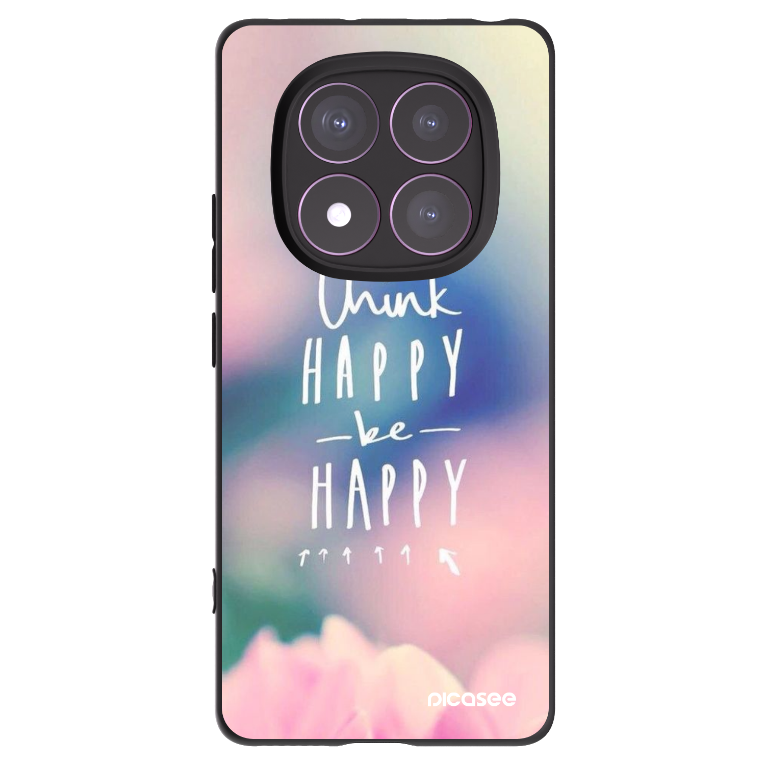 Picasee crna silikonska maskica za Xiaomi Redmi Note 14 Pro 4G - Think happy be happy