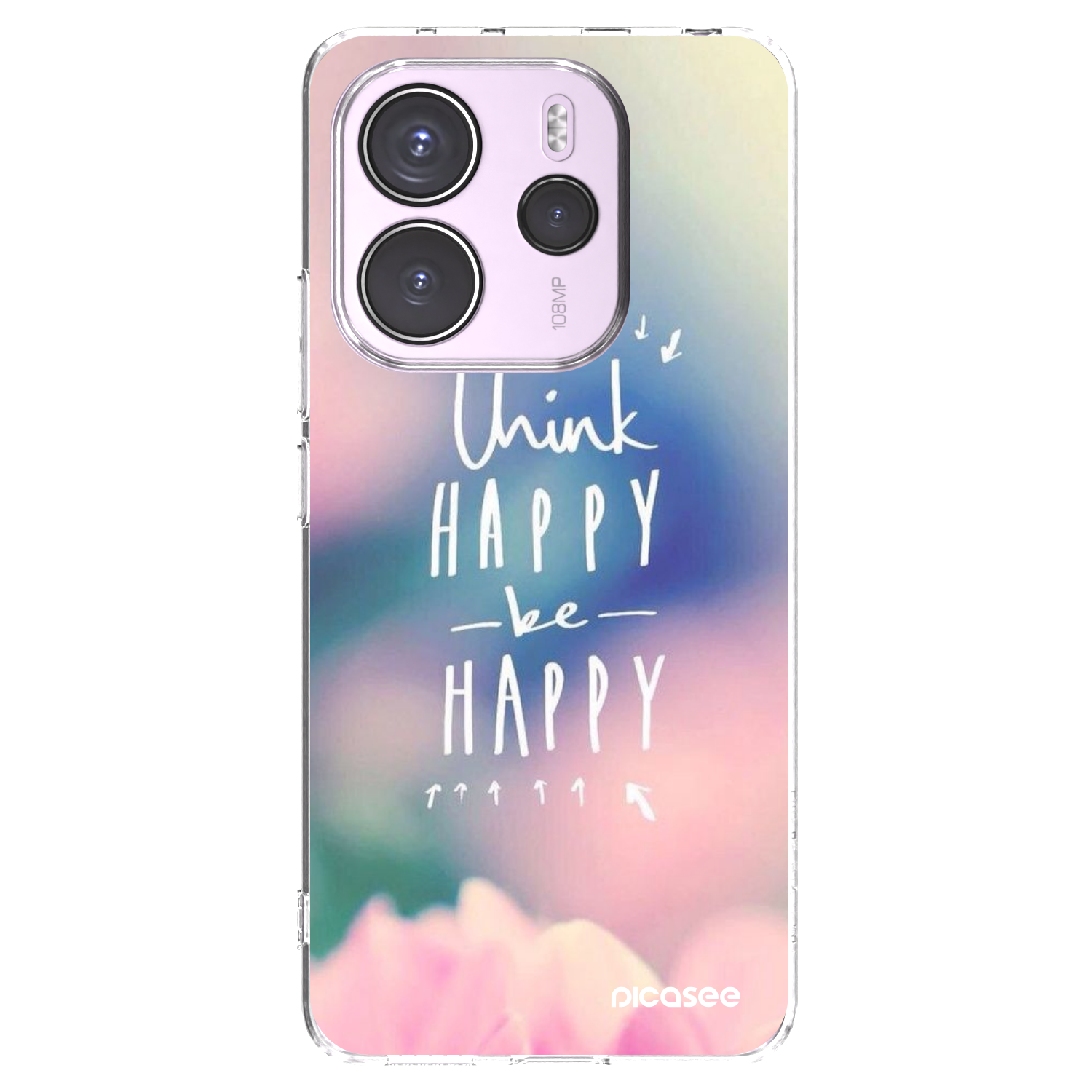 Picasee silikonska prozirna maskica za Xiaomi Redmi Note 14 4G - Think happy be happy