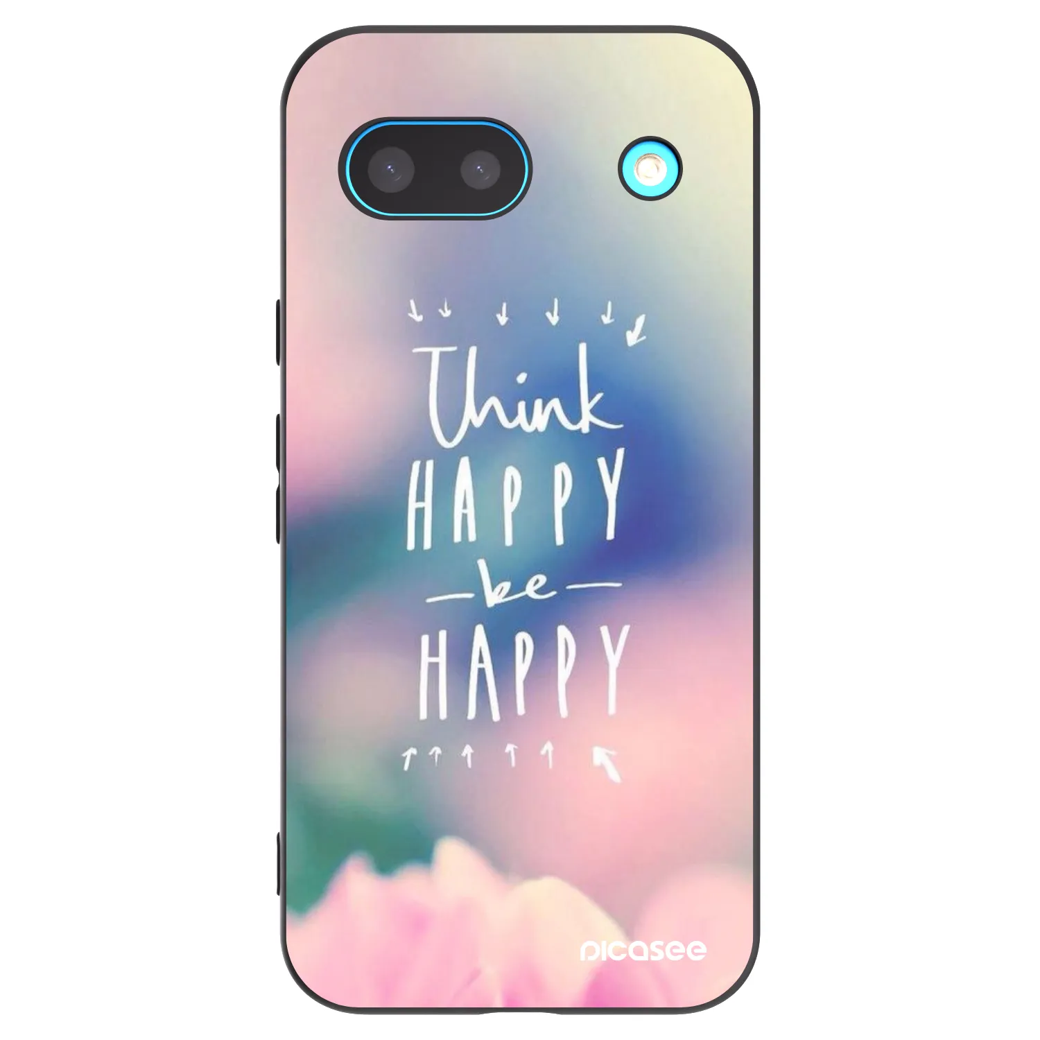 Picasee crna silikonska maskica za Google Pixel 8a - Think happy be happy