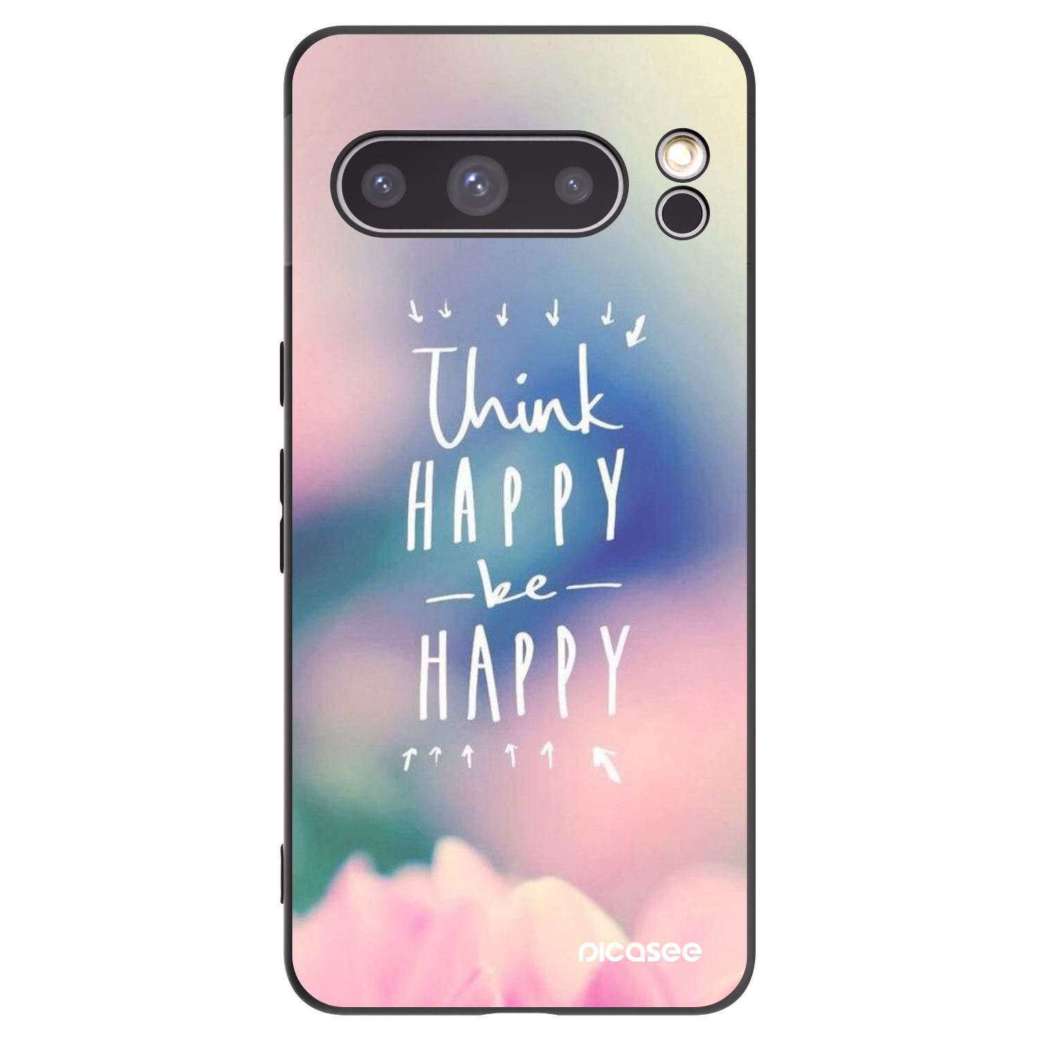 Picasee crna silikonska maskica za Google Pixel 8 Pro - Think happy be happy