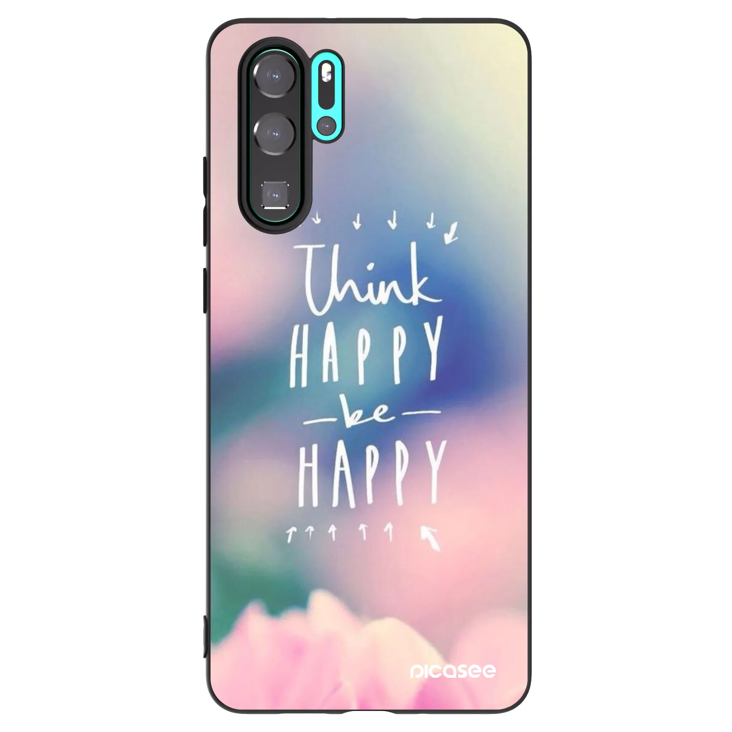 Picasee crna silikonska maskica za Huawei P30 Pro - Think happy be happy
