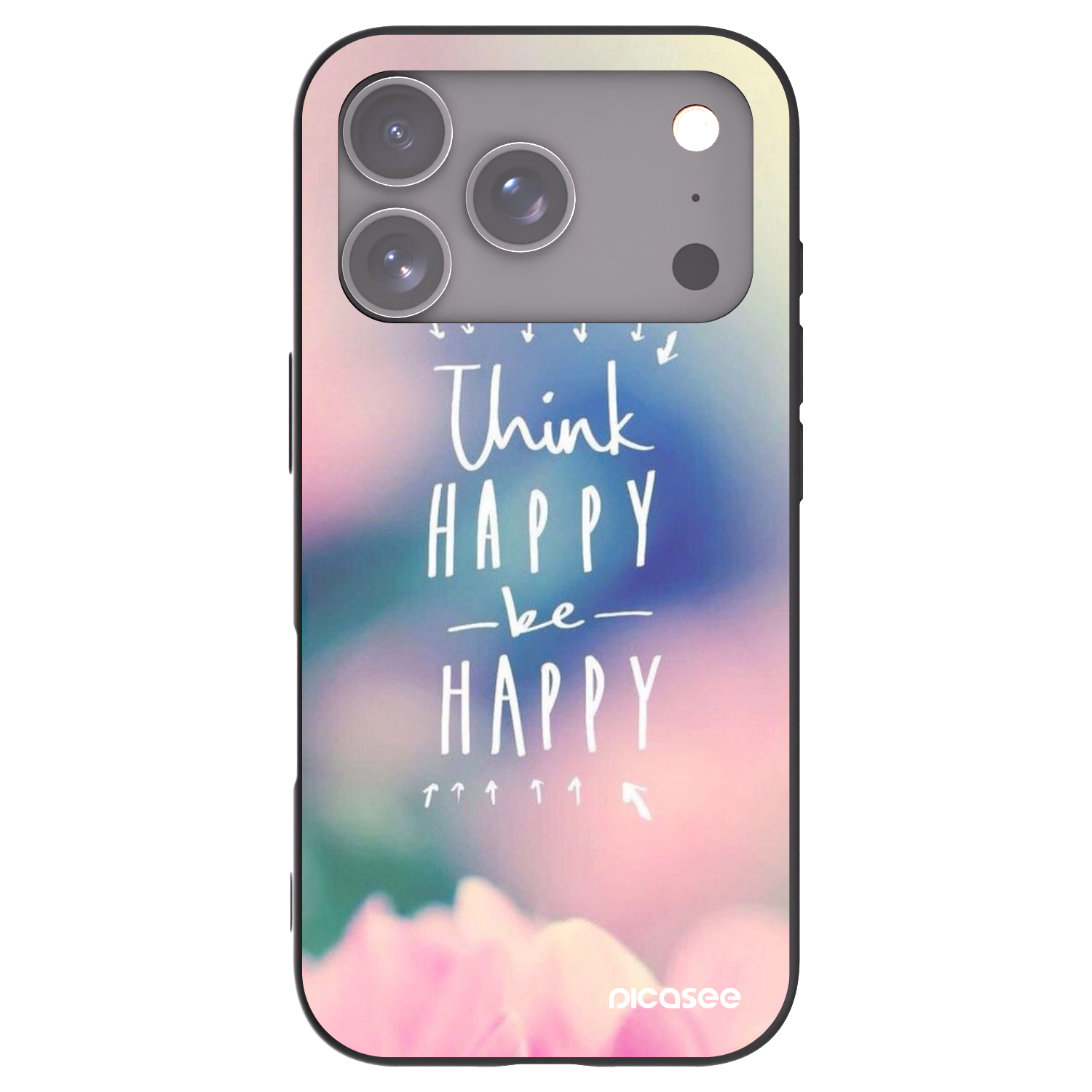 Picasee crna silikonska maskica za Apple iPhone 17 Pro - Think happy be happy