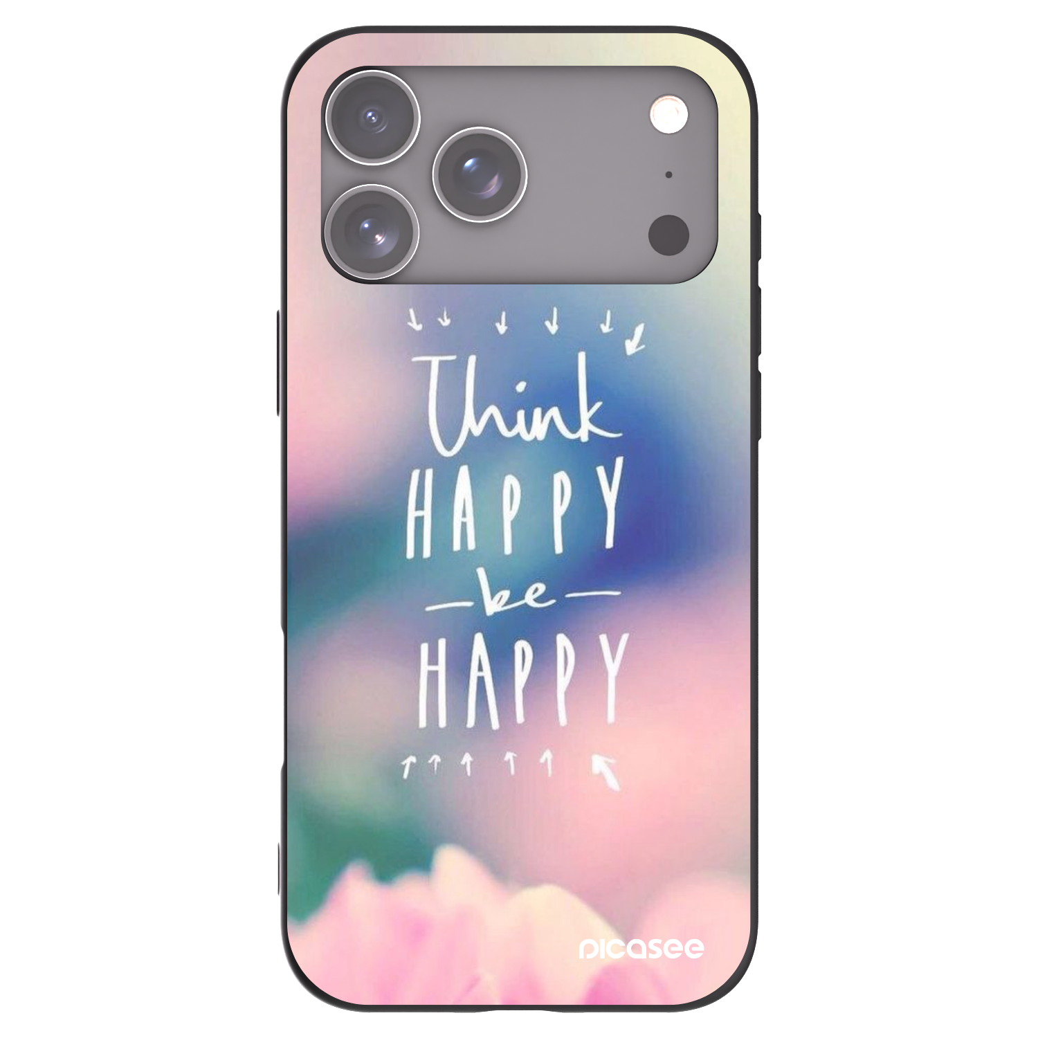 Picasee crna silikonska maskica za Apple iPhone 17 Pro Max - Think happy be happy