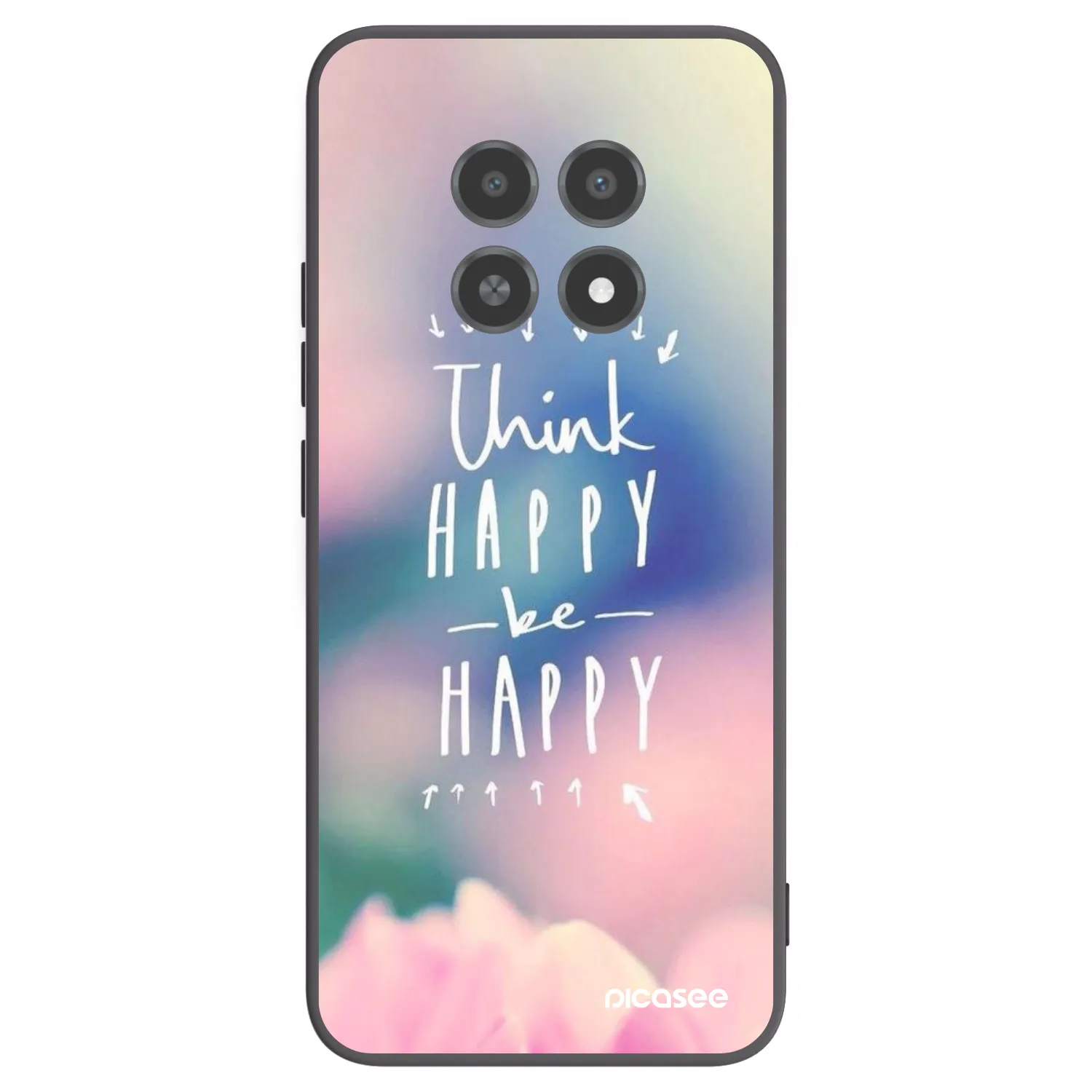 Picasee crna silikonska maskica za Realme 12X - Think happy be happy