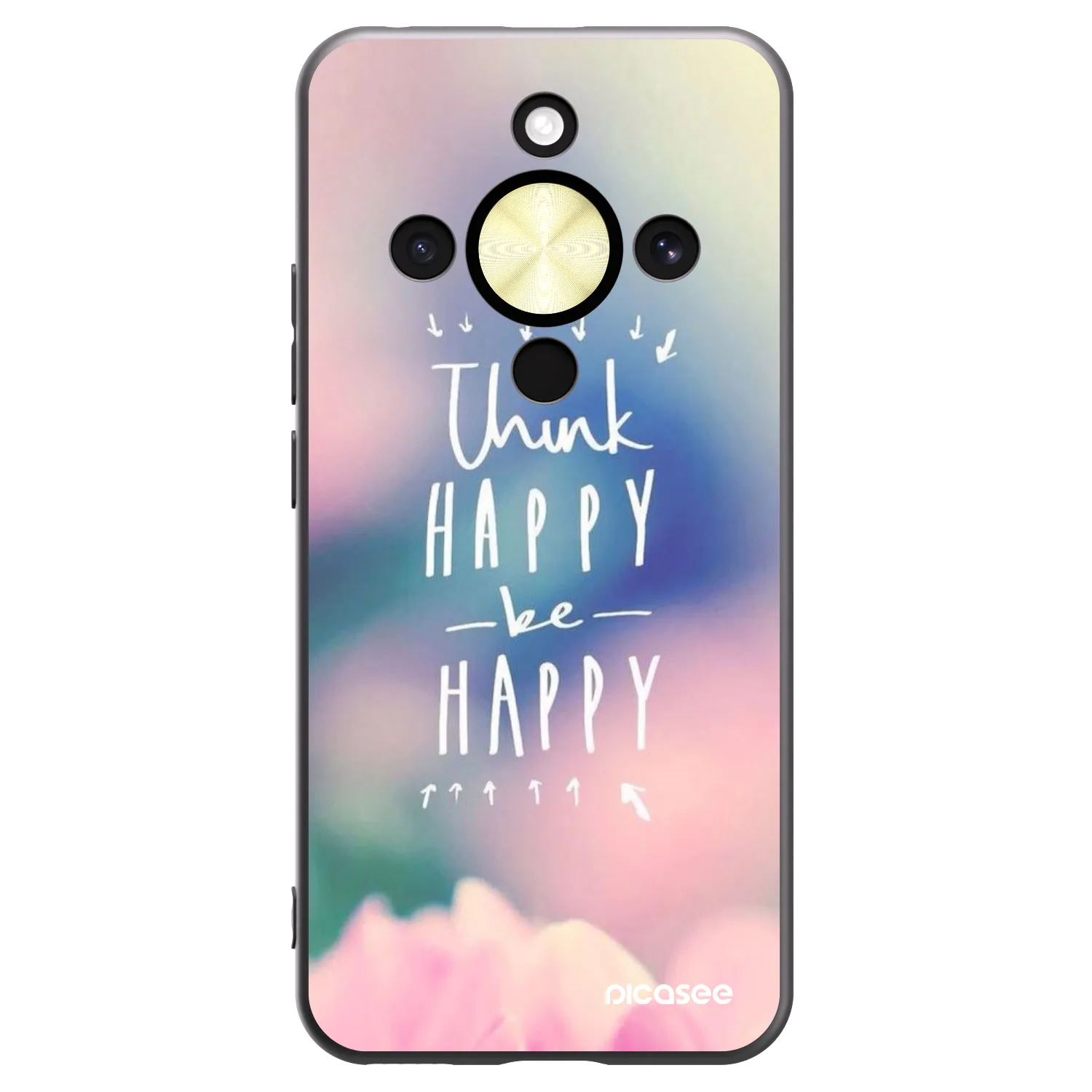 Picasee crna silikonska maskica za Honor Magic8 Lite 5G - Think happy be happy
