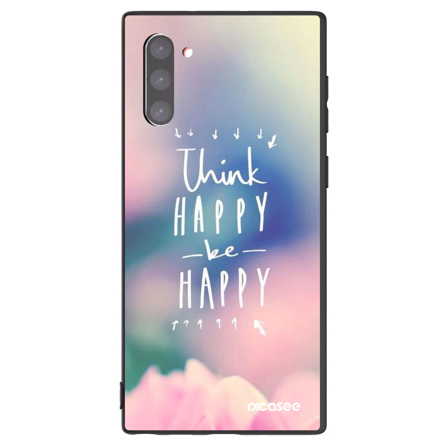 Picasee crna silikonska maskica za Samsung Galaxy Note 10 N970F - Think happy be happy