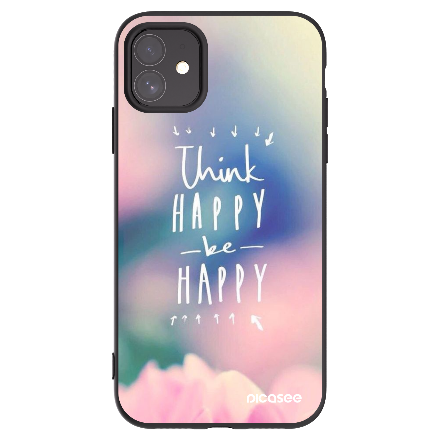 Picasee crna silikonska maskica za Apple iPhone 11 - Think happy be happy