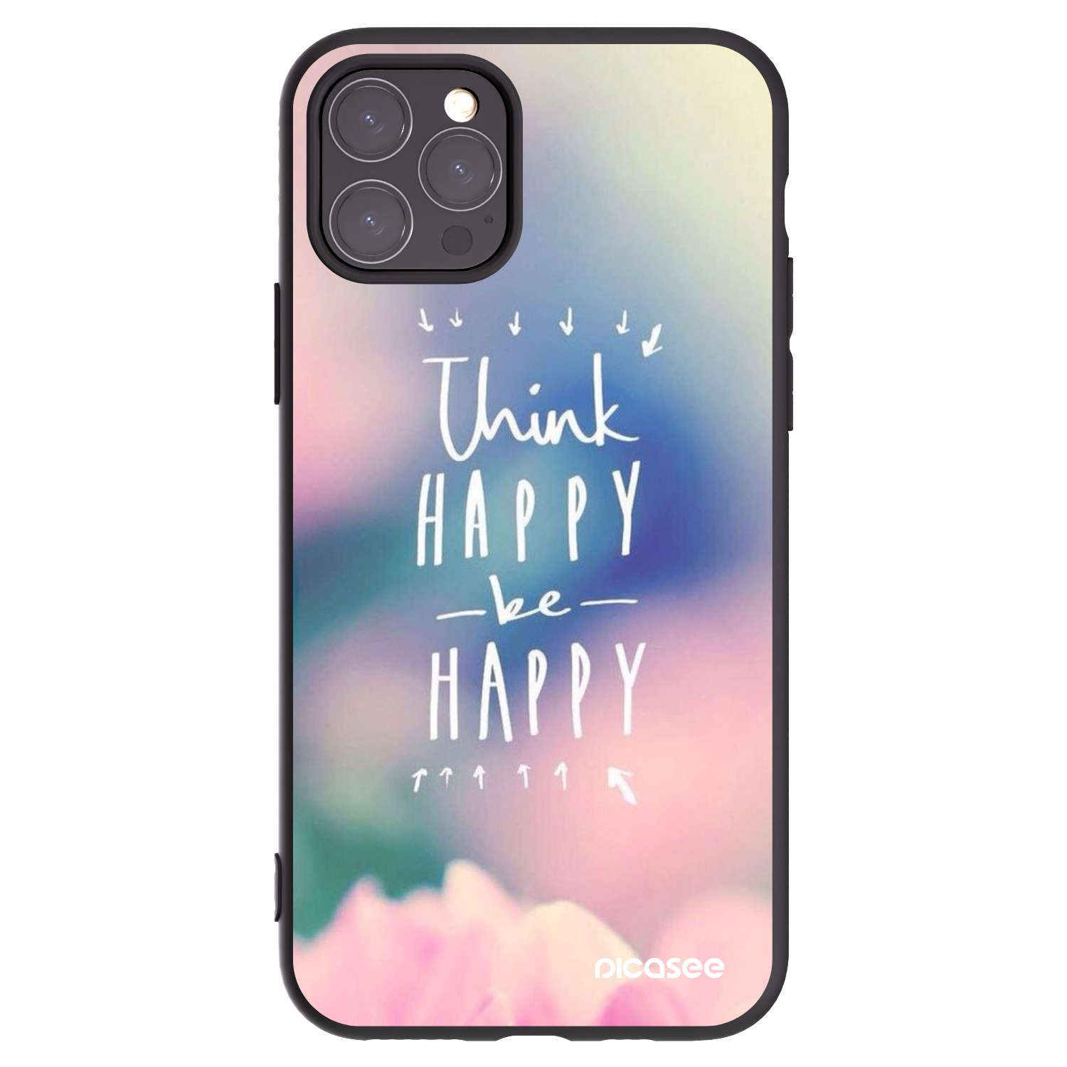 Picasee crna silikonska maskica za Apple iPhone 11 Pro - Think happy be happy