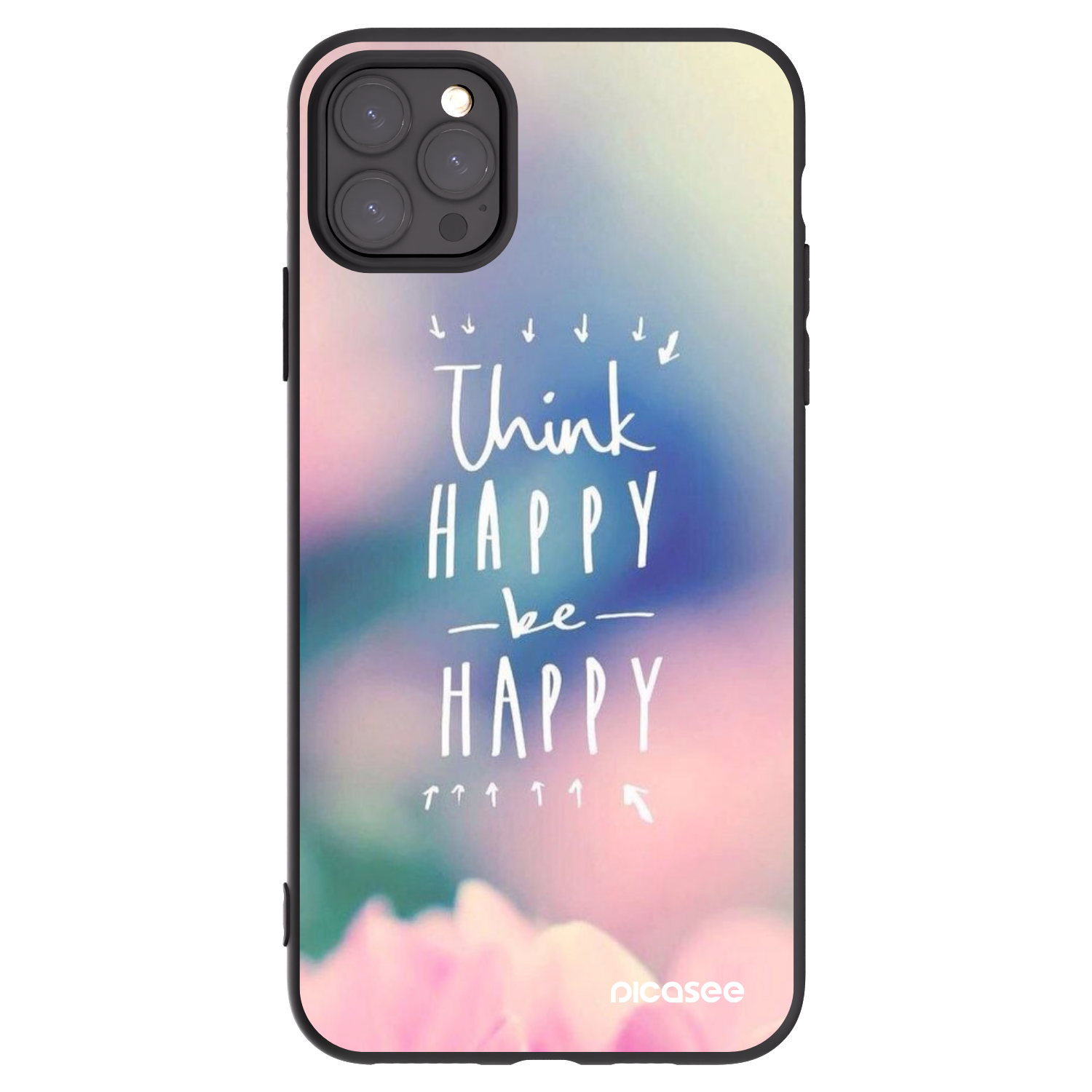 Picasee crna silikonska maskica za Apple iPhone 11 Pro Max - Think happy be happy