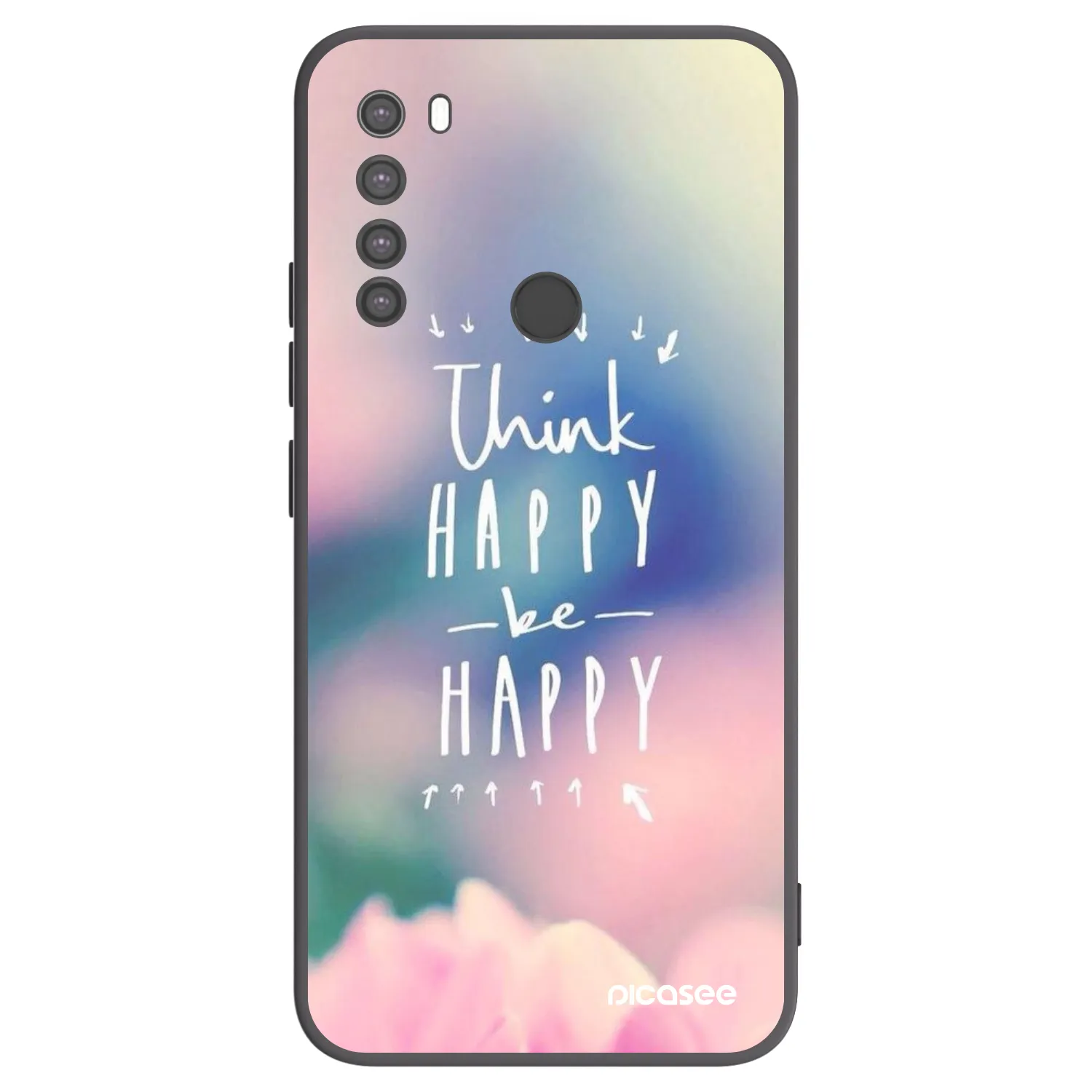 Picasee crna silikonska maskica za Xiaomi Redmi Note 8 - Think happy be happy