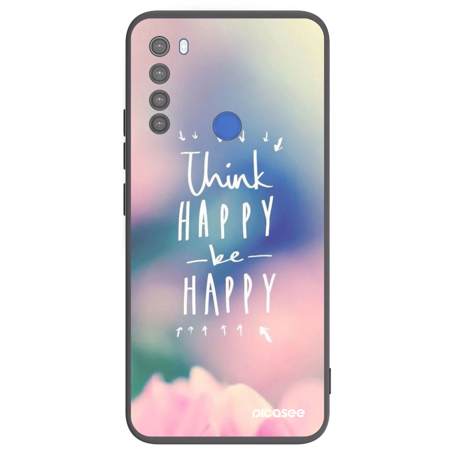 Picasee crna silikonska maskica za Xiaomi Redmi Note 8T - Think happy be happy