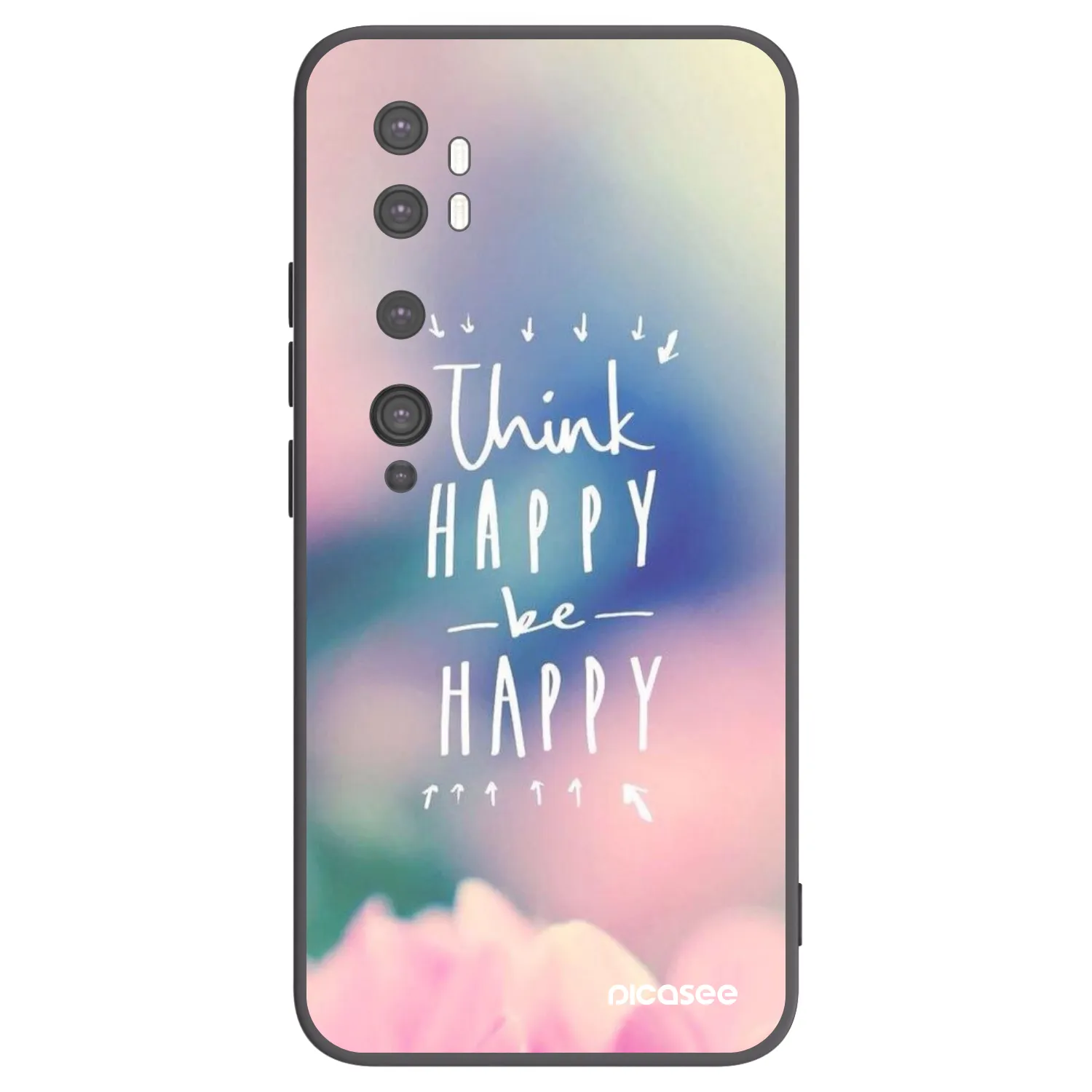 Picasee crna silikonska maskica za Xiaomi Mi Note 10 (Pro) - Think happy be happy