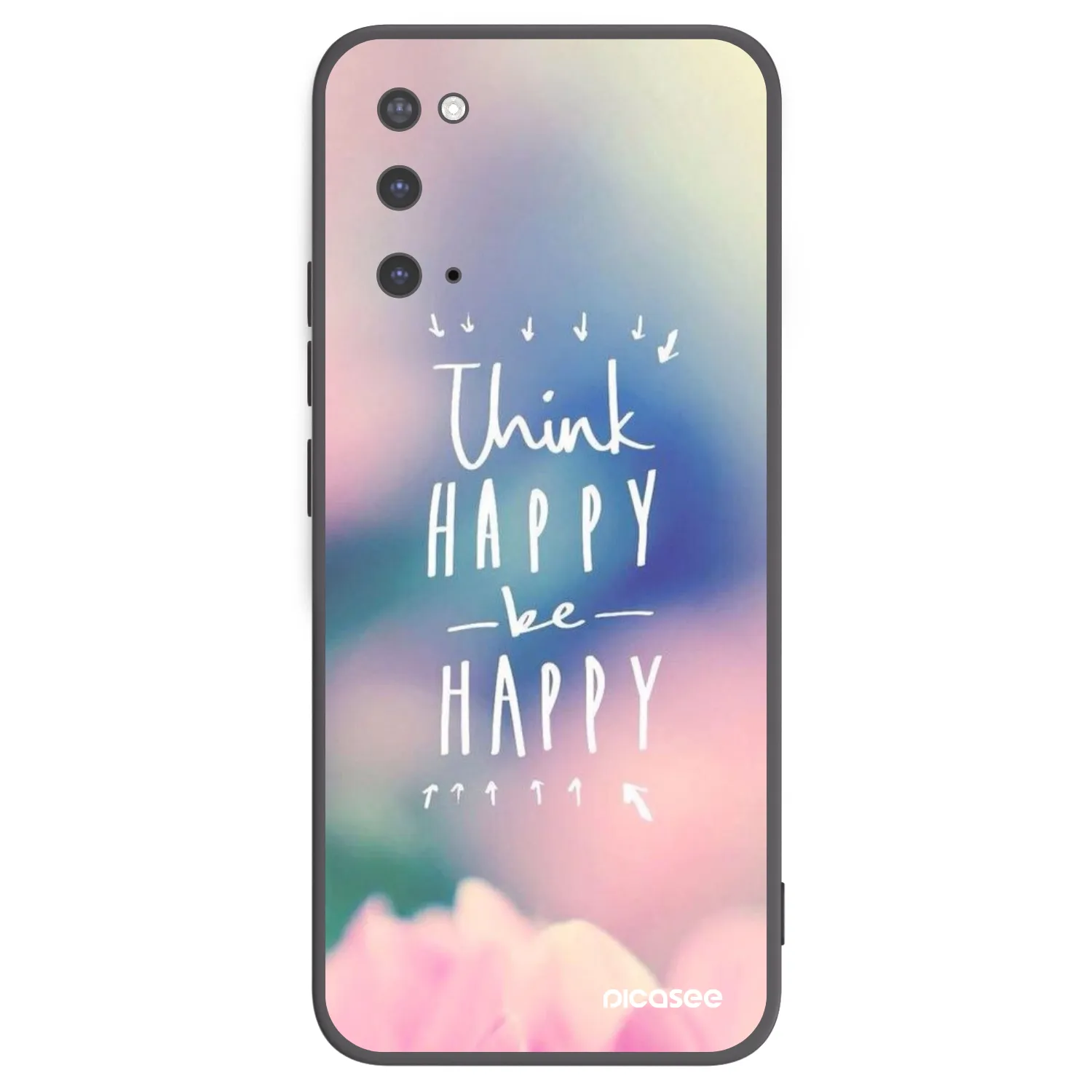 Picasee crna silikonska maskica za Samsung Galaxy S20 G980F - Think happy be happy