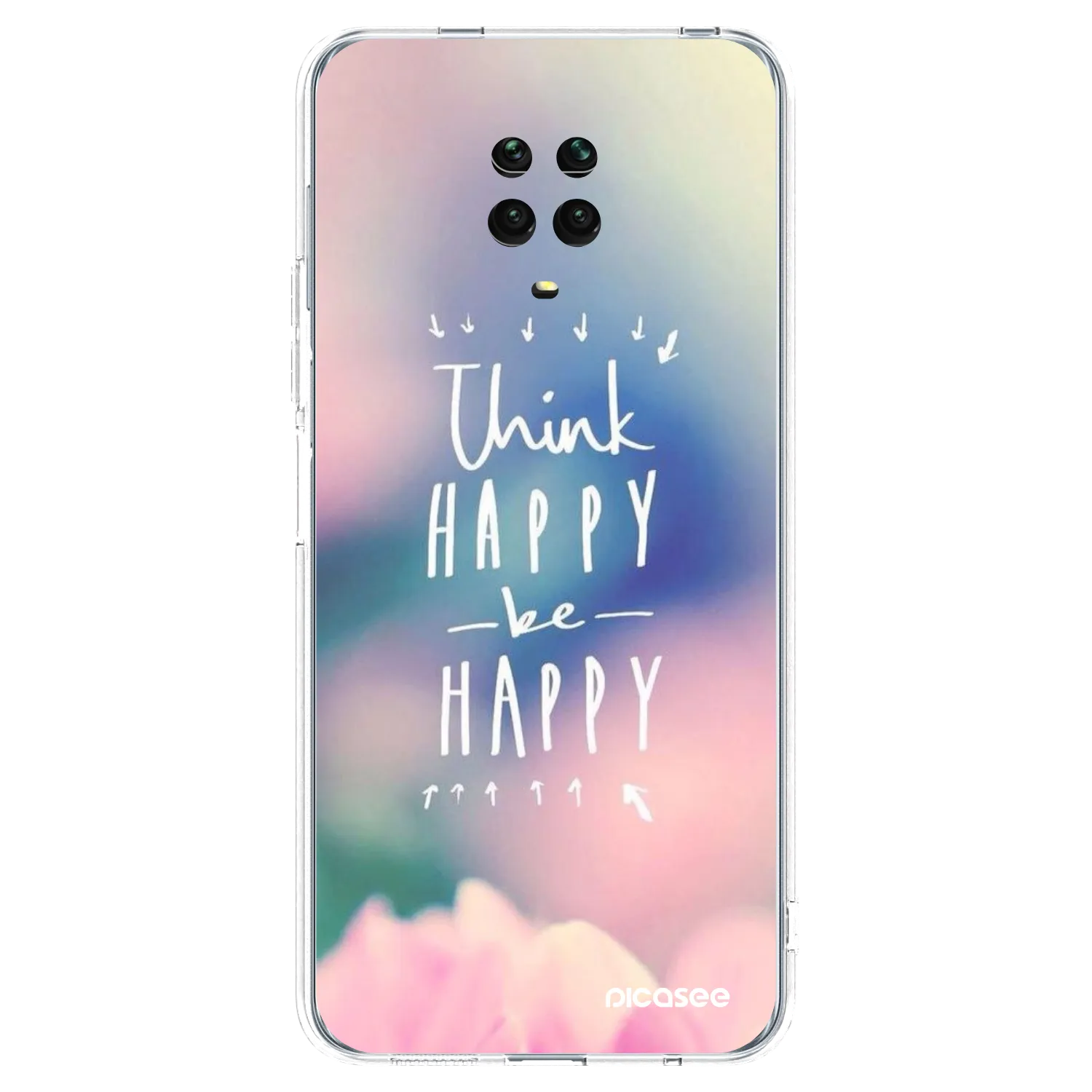Picasee silikonska prozirna maskica za Xiaomi Redmi Note 9 Pro - Think happy be happy