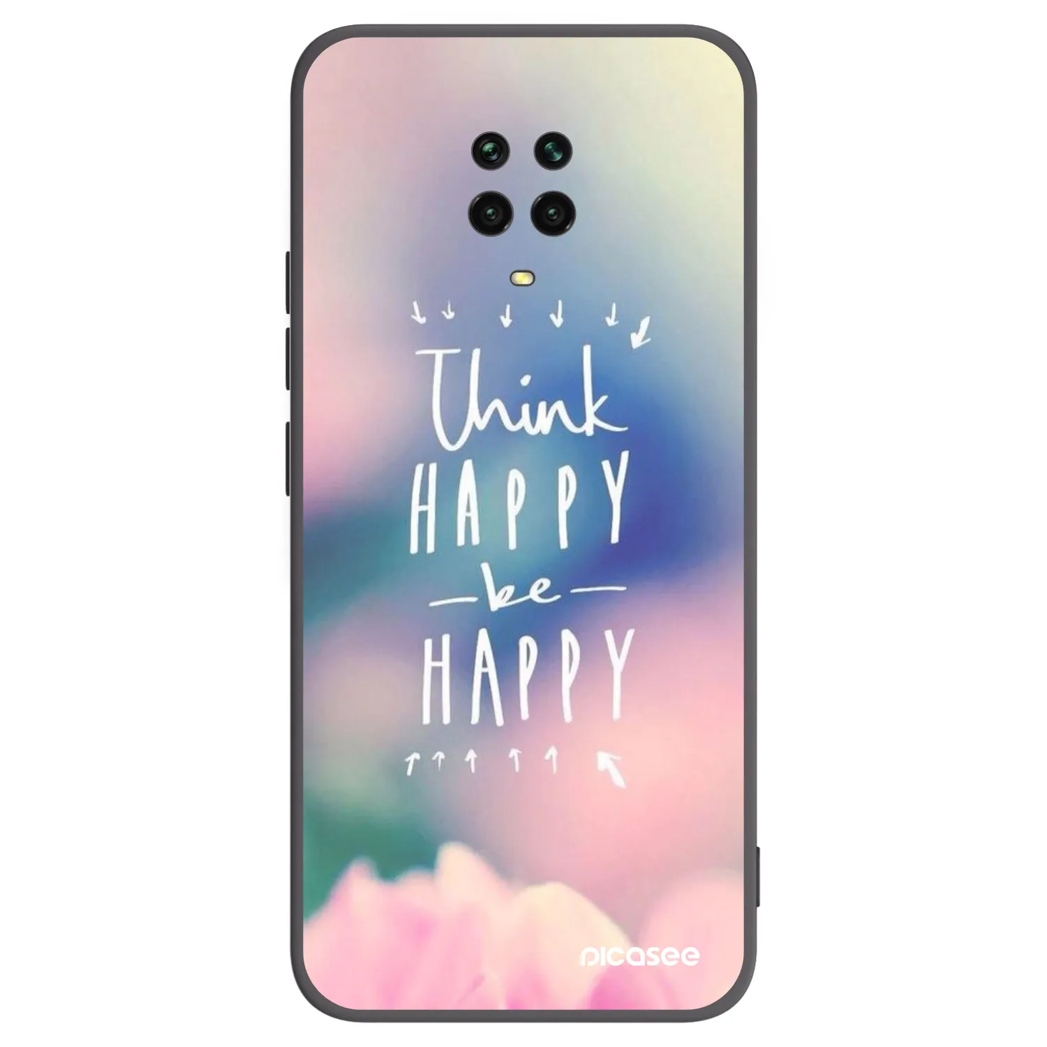Picasee crna silikonska maskica za Xiaomi Redmi Note 9 Pro - Think happy be happy