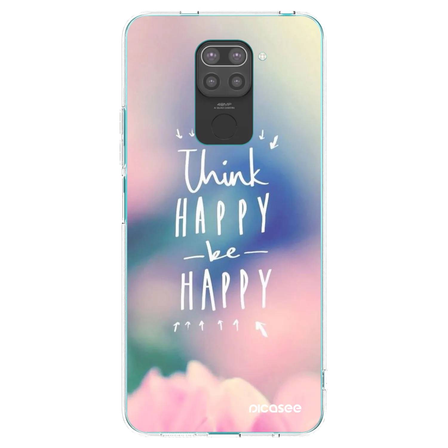 Picasee crna silikonska maskica za Xiaomi Redmi Note 9 - Think happy be happy