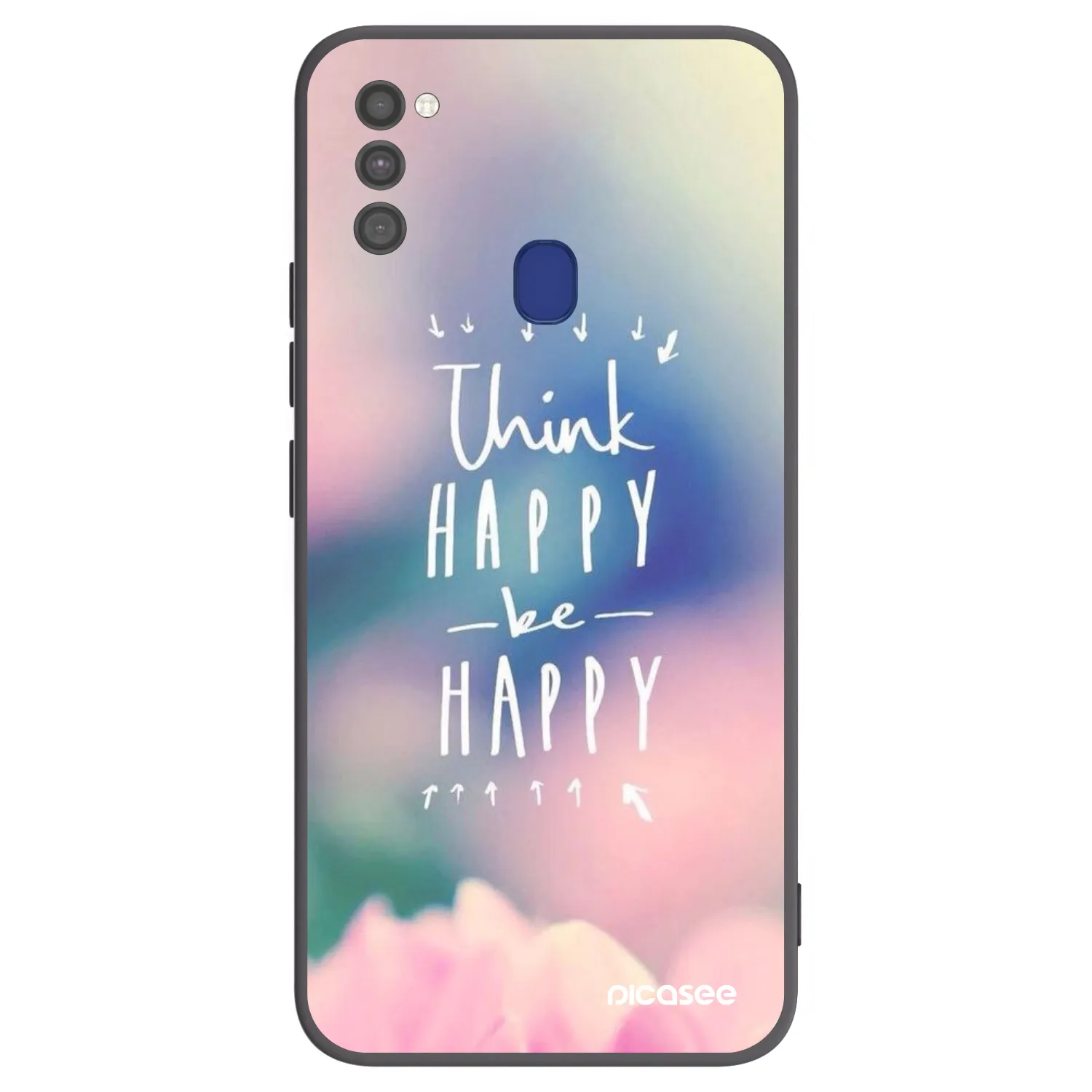 Picasee crna silikonska maskica za Samsung Galaxy M21 M215F - Think happy be happy